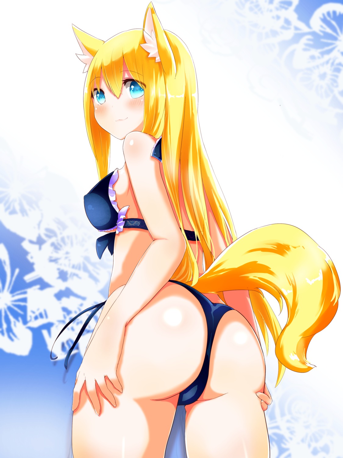 animal_ears ass bikini kitsune naomi_(sekai_no_hate_no_kissaten) swimsuits tail