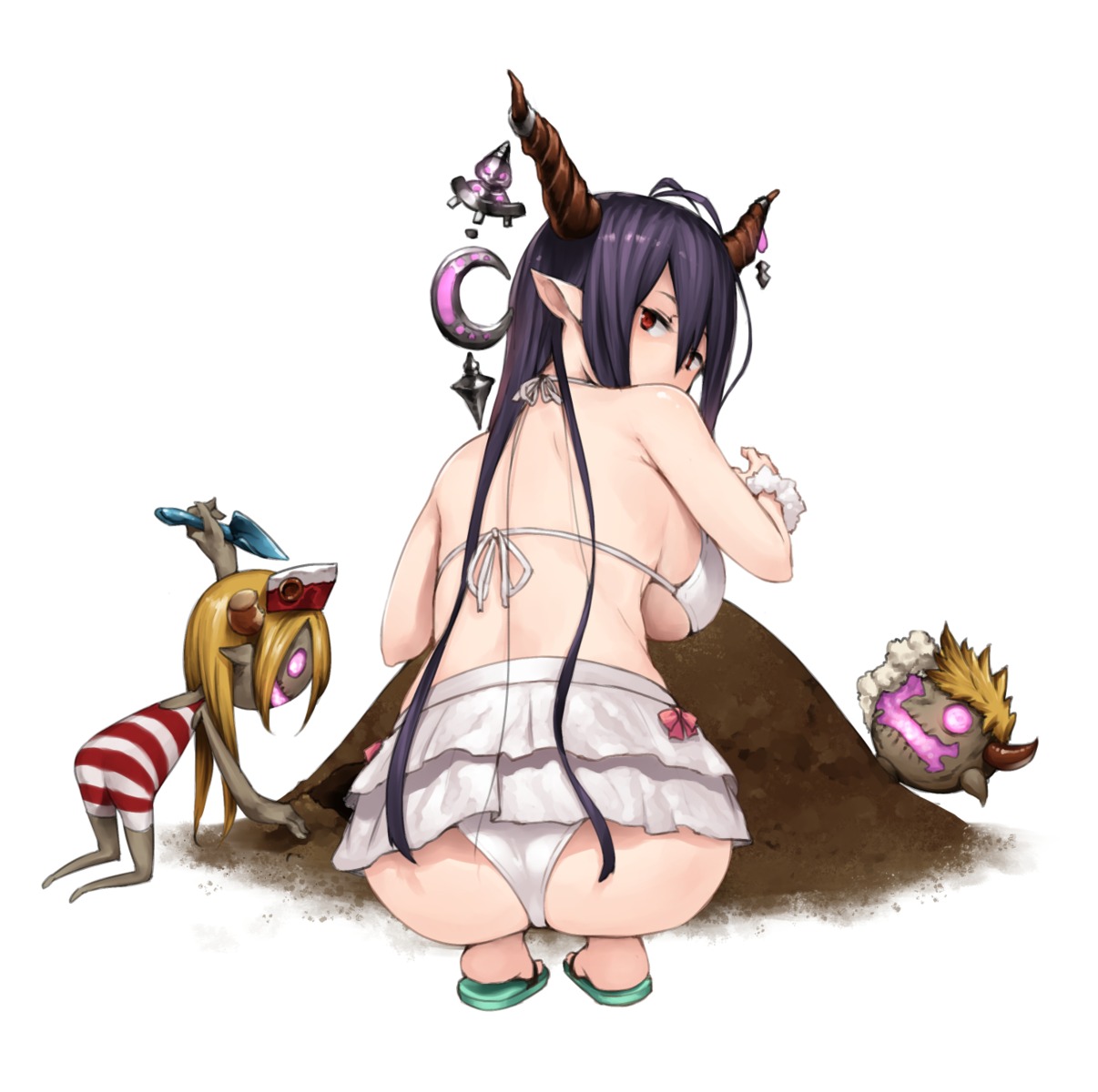 ass bikini danua granblue_fantasy horns pointy_ears pyz swimsuits underboob