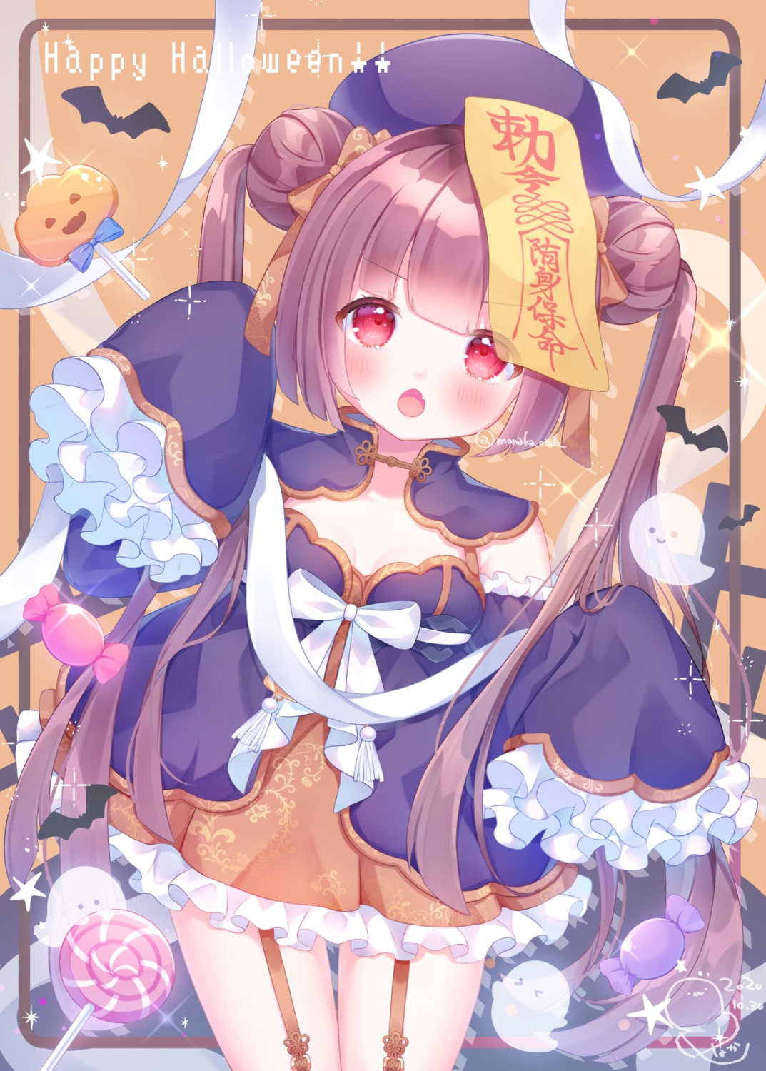 asian_clothes cleavage halloween omochi_monaka