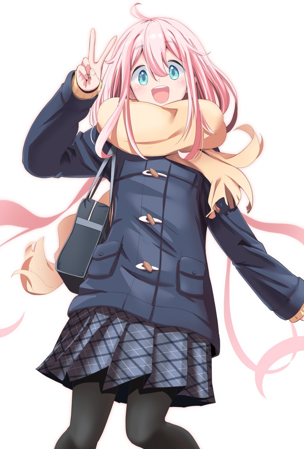 kagamihara_nadeshiko n2midori pantyhose seifuku sweater yurucamp