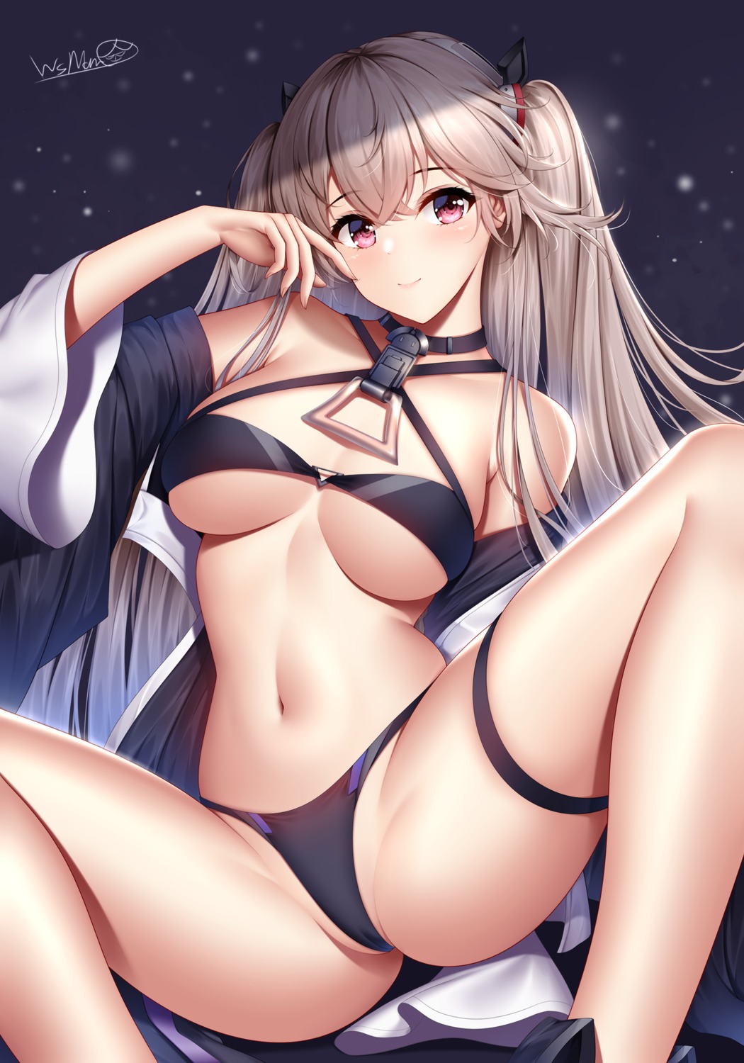 anchorage_(azur_lane) azur_lane bikini cameltoe garter open_shirt swimsuits thong wsman