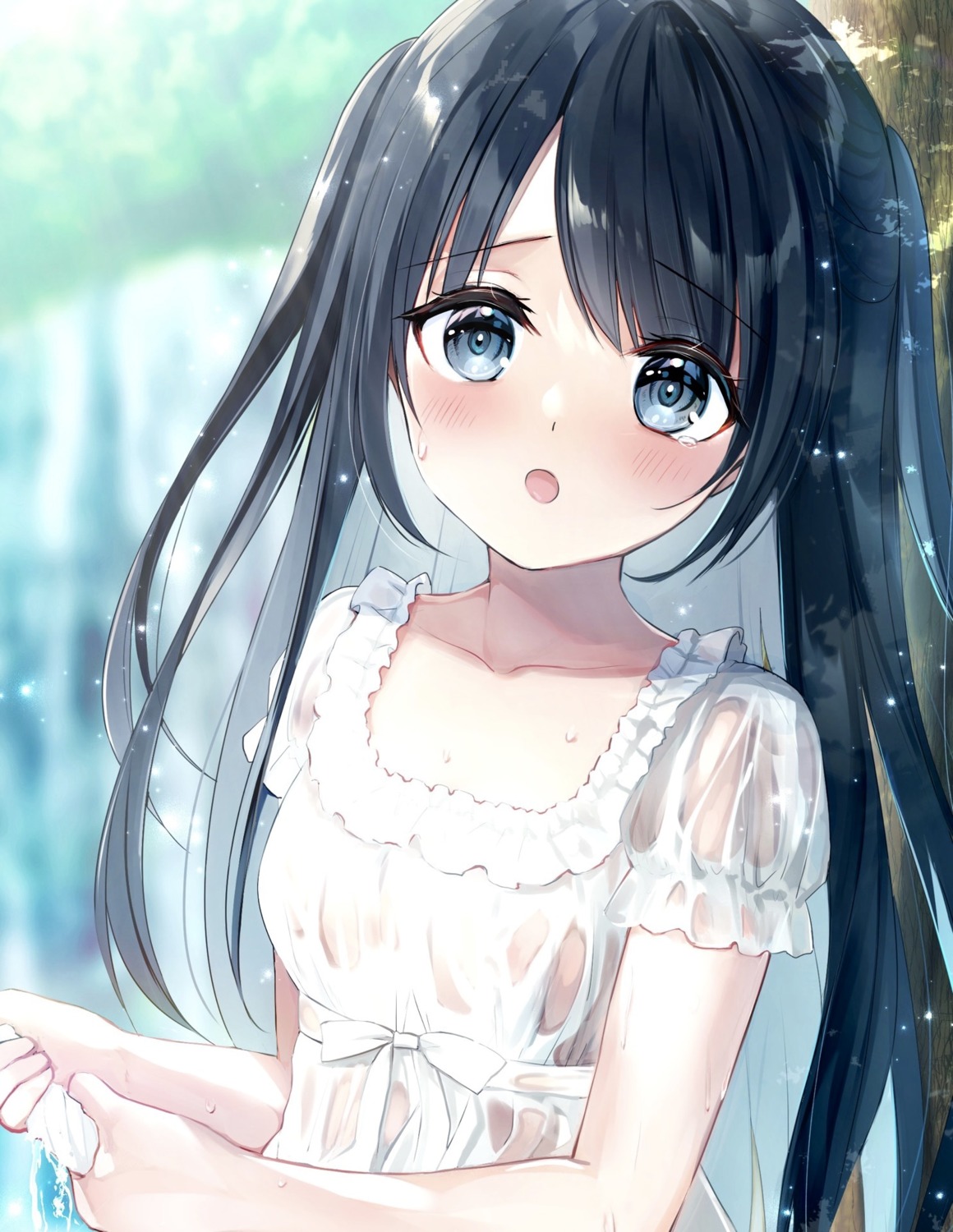 areola dress loli no_bra see_through summer_dress wet wet_clothes yonezou