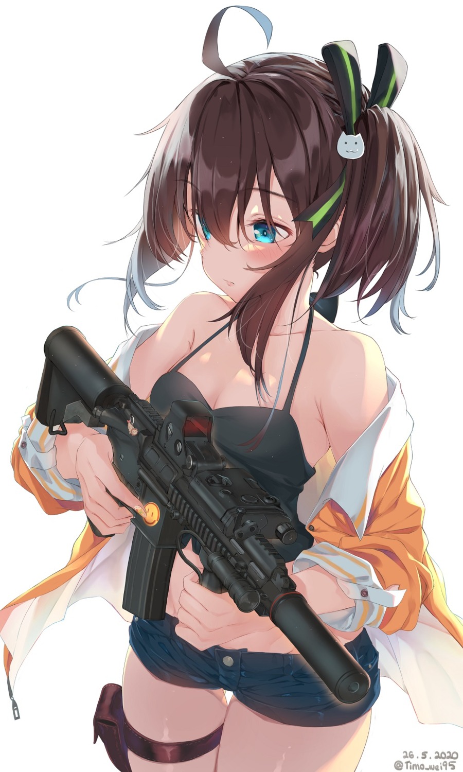 artist_revision cleavage garter gun hololive natsuiro_matsuri timo_wei95