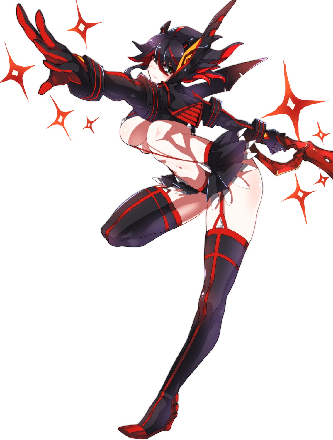 kill_la_kill makai matoi_ryuuko stockings sword thighhighs underboob