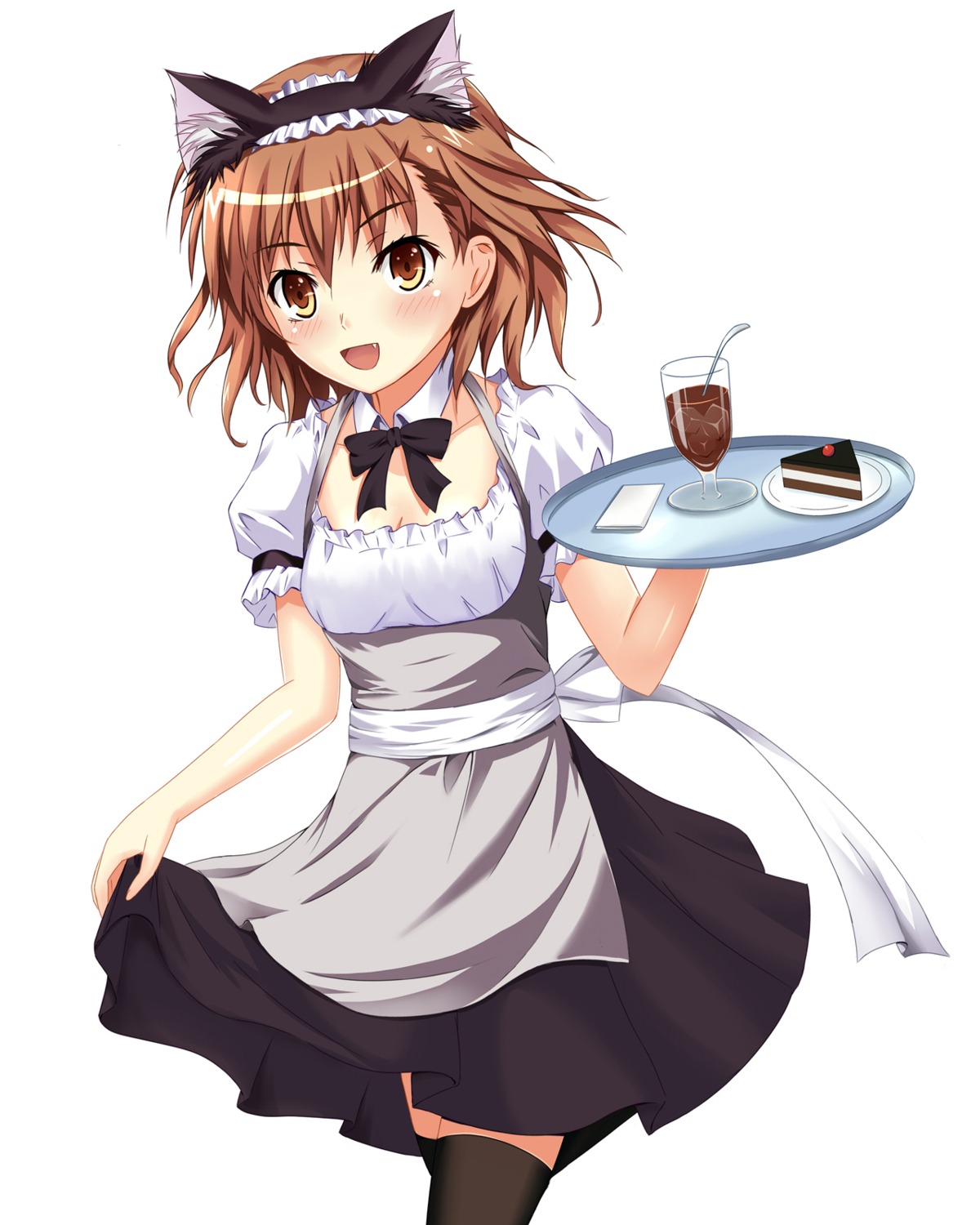 animal_ears kamiko_to_seiryoku maid misaka_mikoto nekomimi thighhighs to_aru_kagaku_no_railgun to_aru_majutsu_no_index