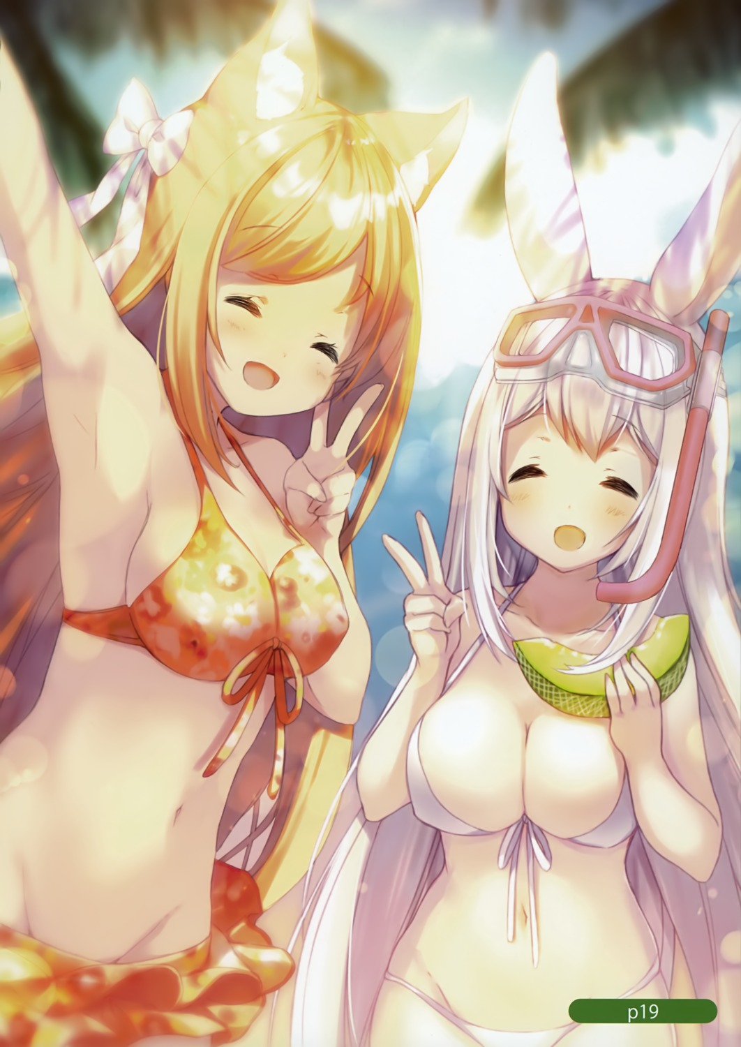 animal_ears bikini breast_hold bunny_ears cleavage cynthia_riddle p19 swimsuits sylvie_milia_leclerc