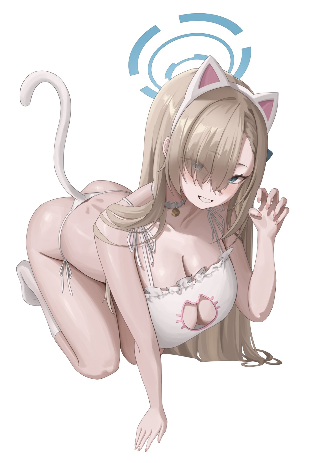 animal_ears blue_archive bra fast_owl halo ichinose_asuna nekomimi pantsu string_panties tail thong