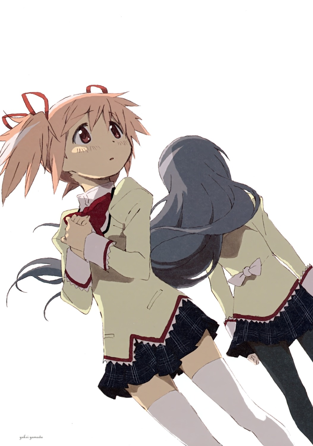 akemi_homura kaname_madoka pantyhose puella_magi_madoka_magica seifuku thighhighs