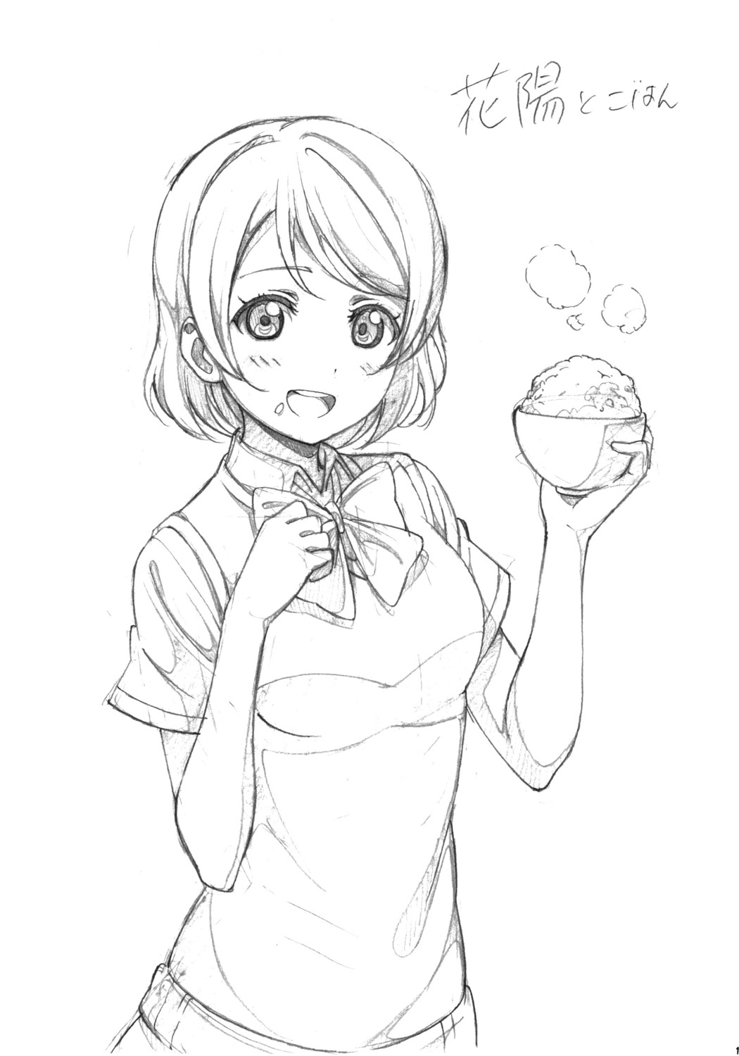 koizumi_hanayo love_live! monochrome murota_yuuhei seifuku sketch sweater