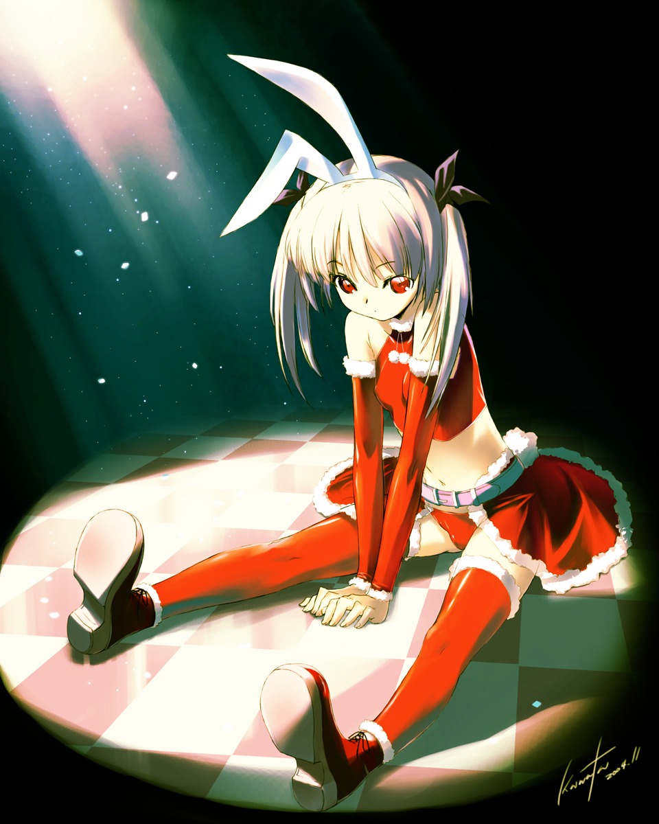 aburaya animal_ears bunny_ears christmas kawata_hisashi pantsu thighhighs