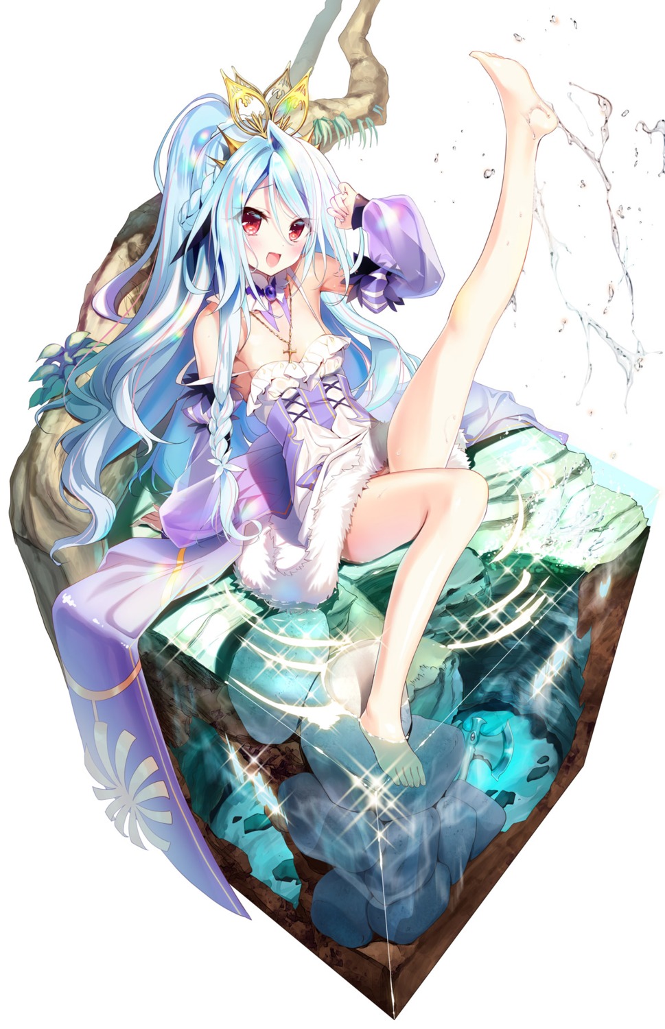 cleavage dress feet wet youta zettai_ni_hatarakitakunai_dungeon_master_ga_damin_wo_musaboru_made