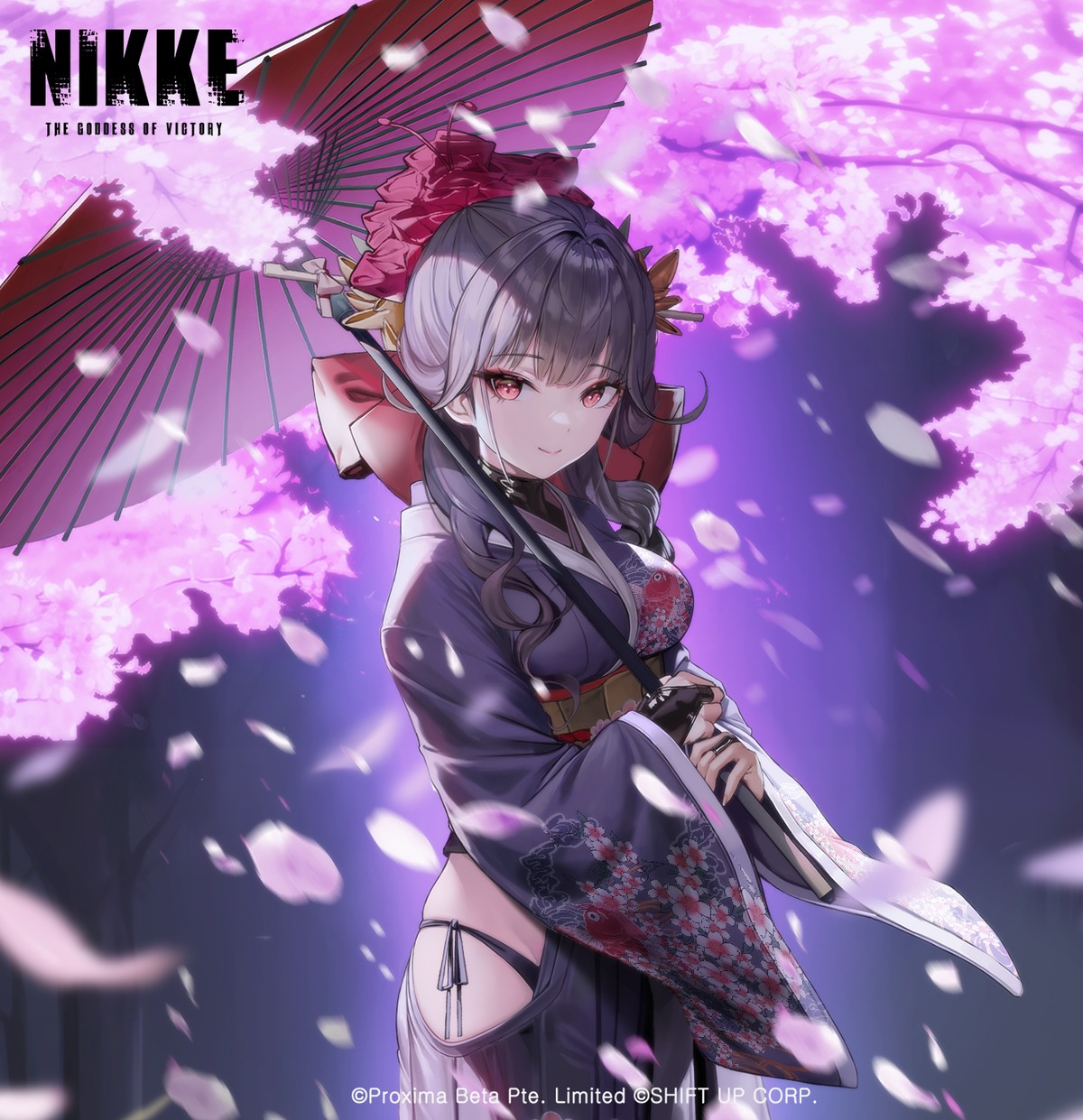 dramz goddess_of_victory:_nikke japanese_clothes pantsu sakura_(nikke) string_panties umbrella