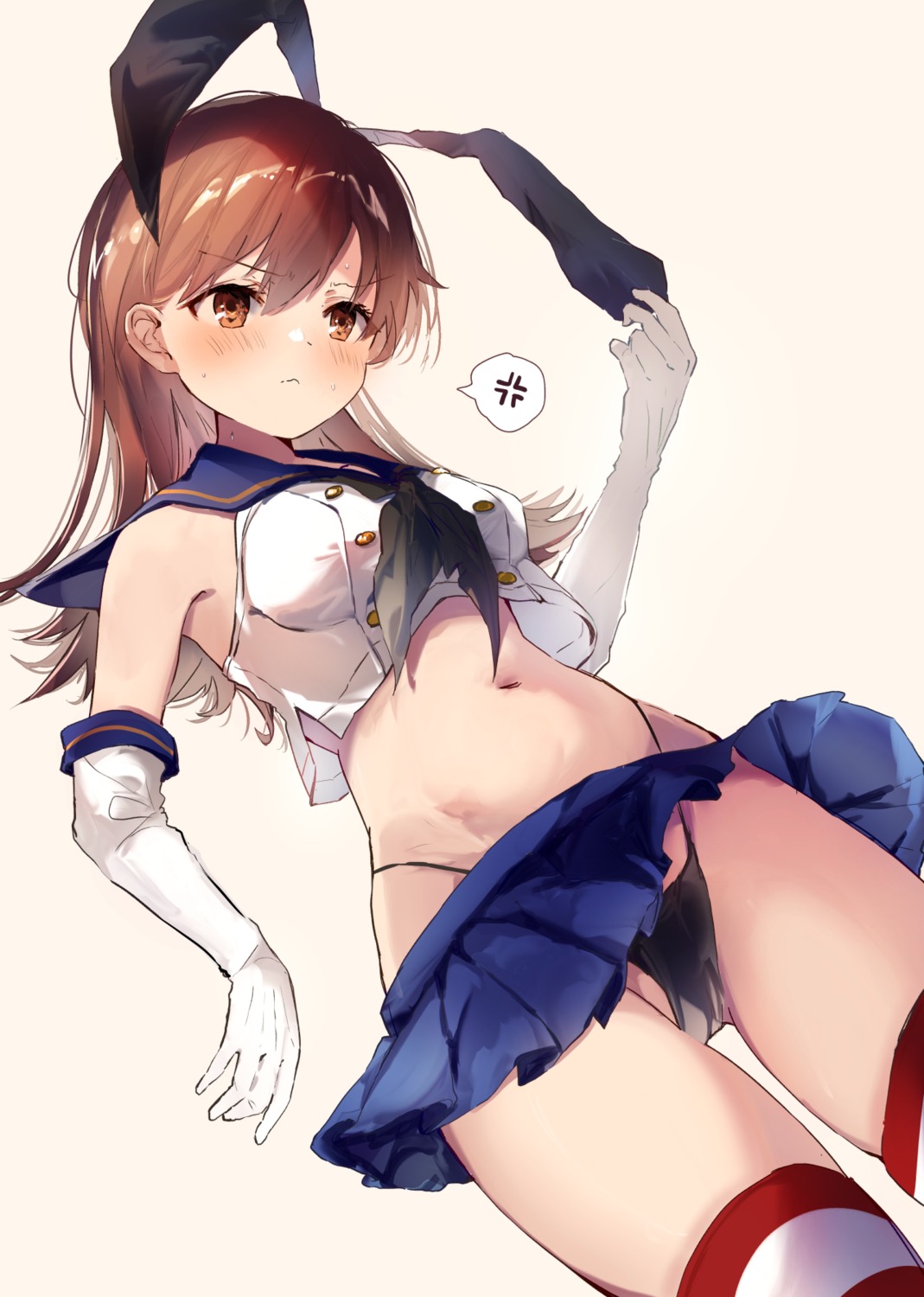 cosplay kantai_collection ooi_(kancolle) pantsu seifuku shimakaze_(kancolle) skirt_lift tagme thighhighs thong