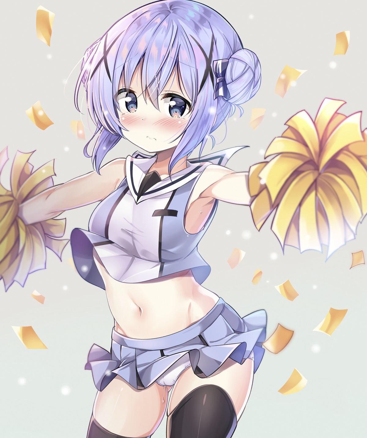 cameltoe cheerleader gochuumon_wa_usagi_desu_ka? kafuu_chino kurou_(quadruple_zero) loli pantsu shirt_lift skirt_lift thighhighs