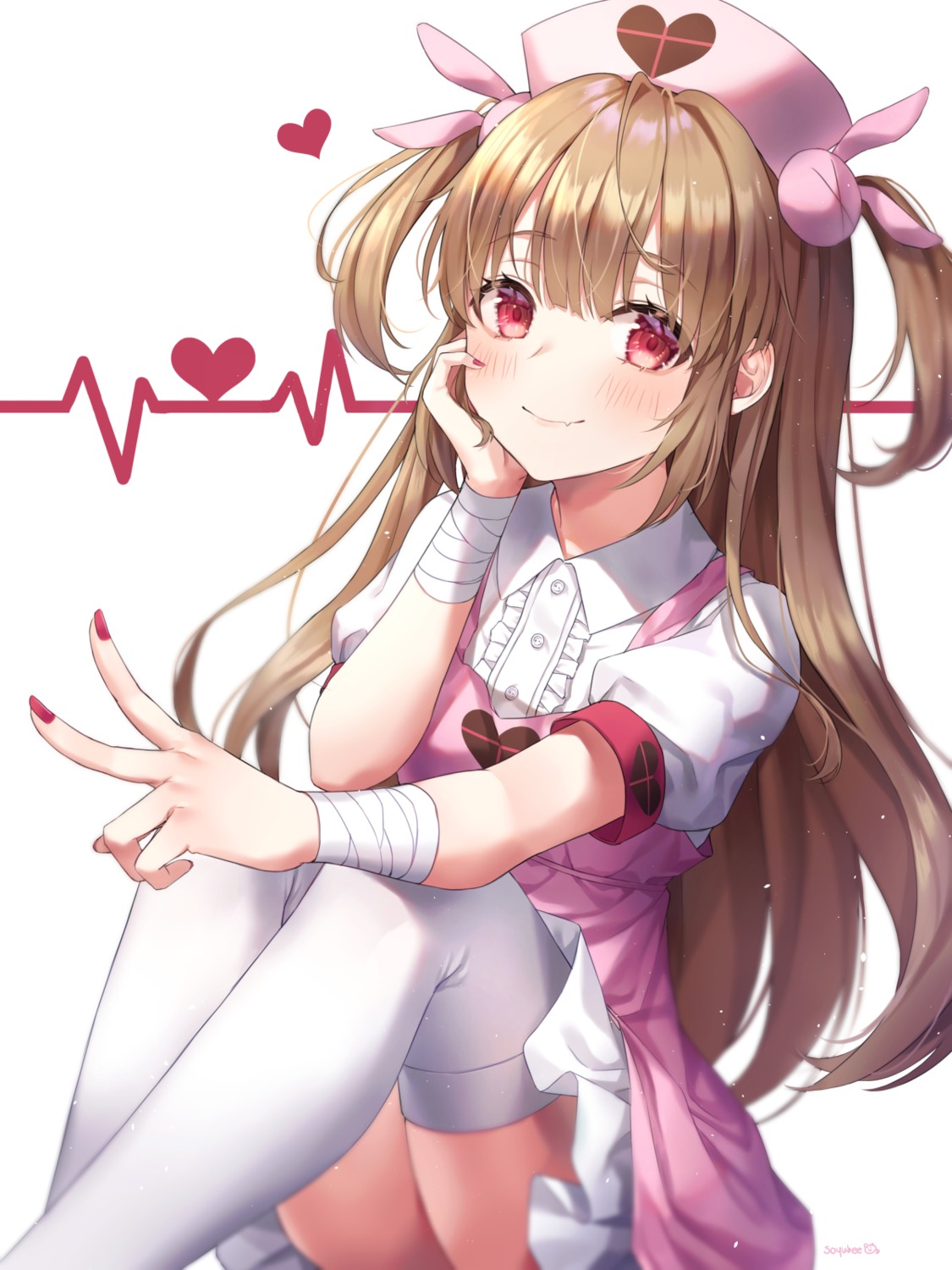 bandages natori_sana nurse sana_channel skirt_lift soyubee thighhighs