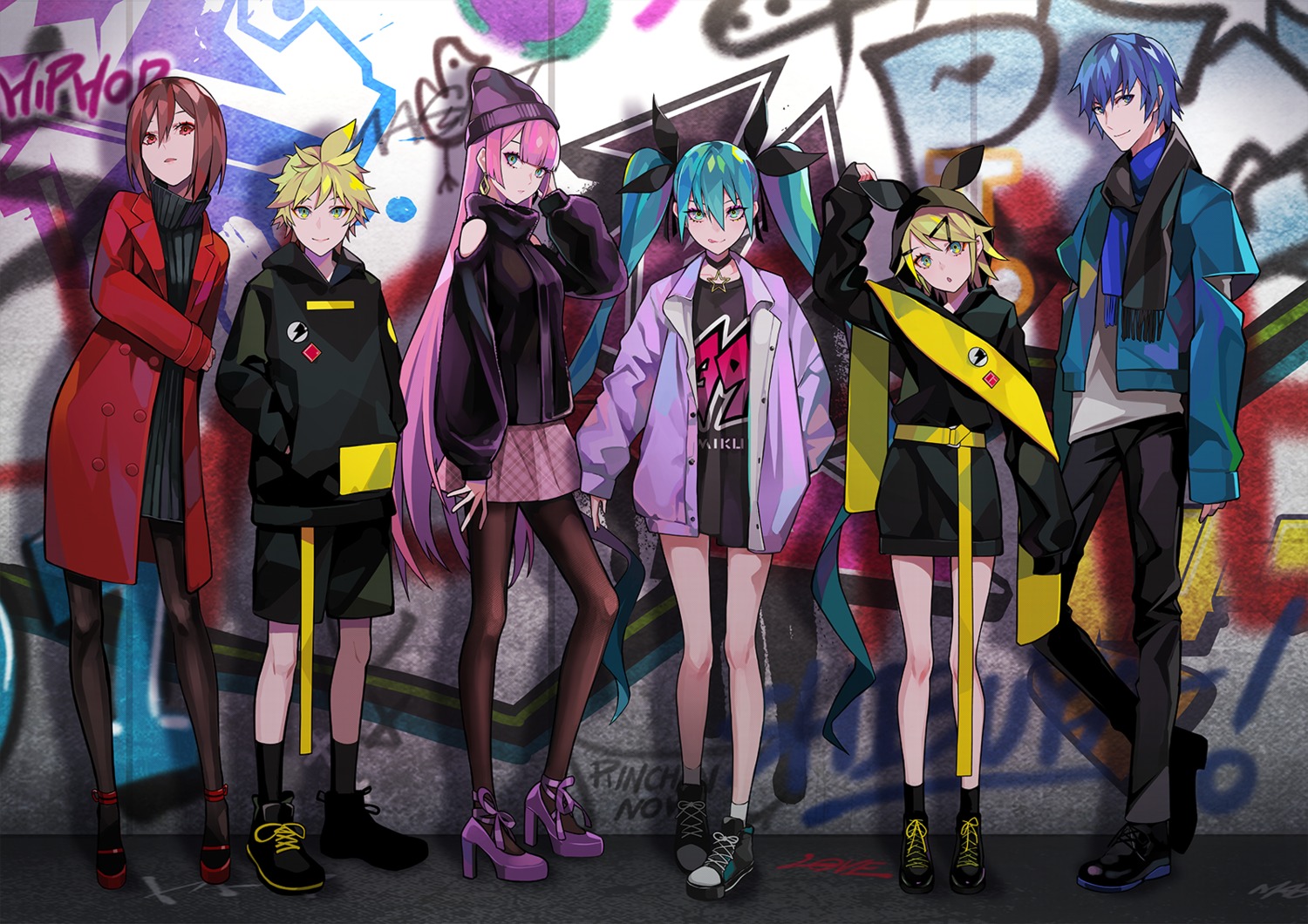 dress hatsune_miku heels kagamine_len kagamine_rin kaito lam megurine_luka meiko pantyhose vocaloid