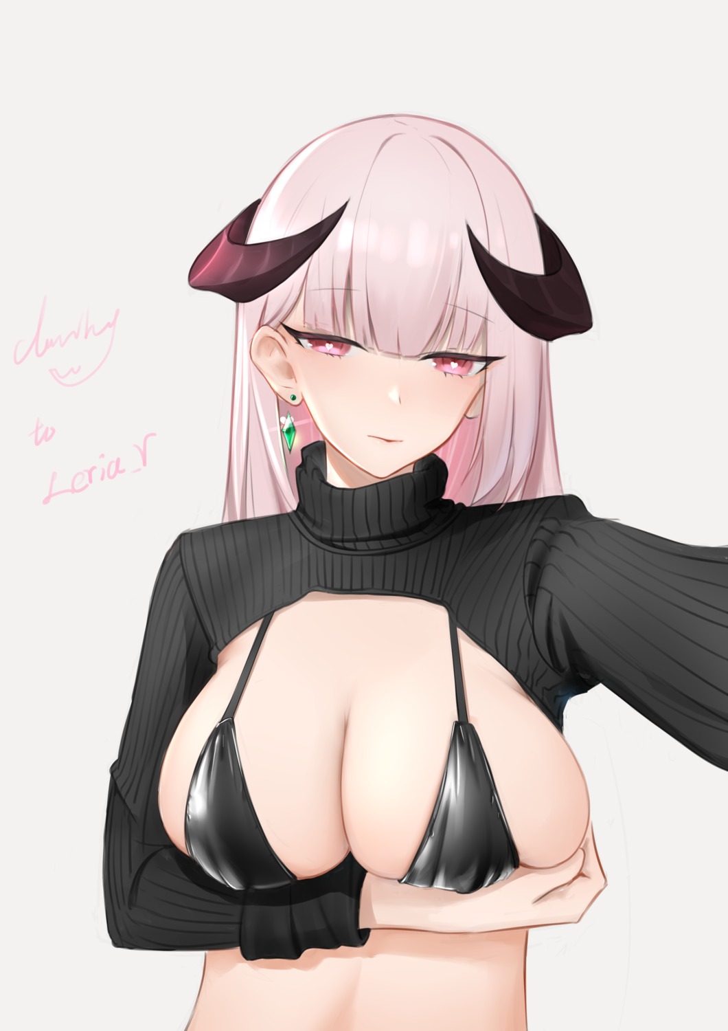 anming bikini_top breast_hold erect_nipples horns sweater swimsuits