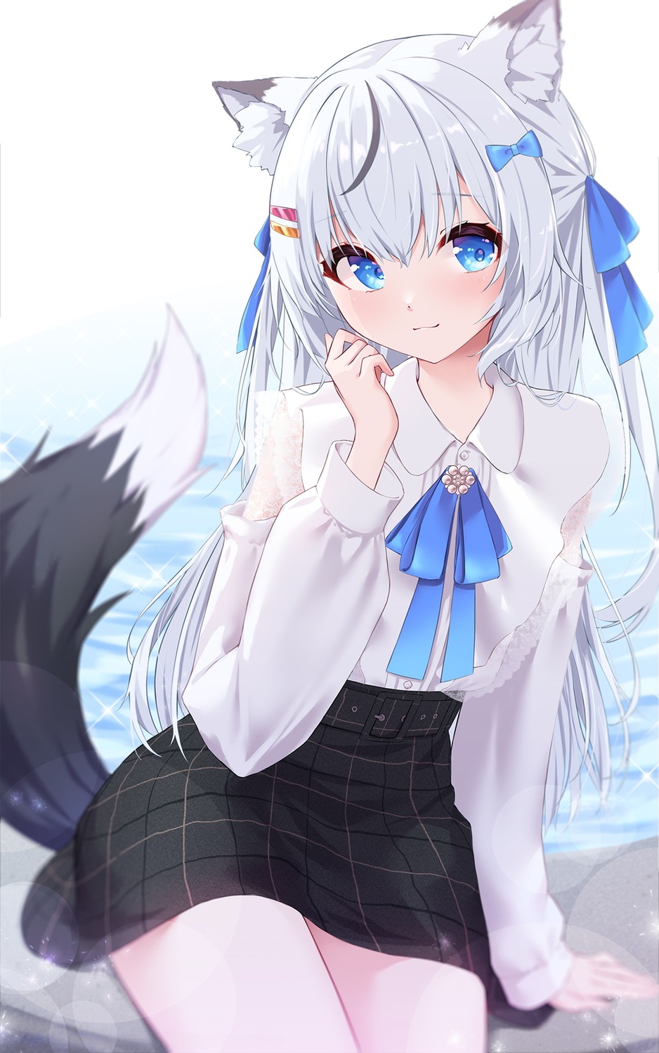 animal_ears detexted hasuki_aoi higashikata_kou indie_virtual_youtuber inumimi see_through tail