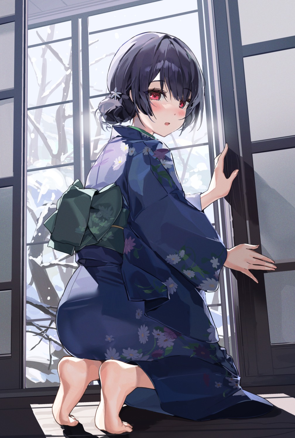 artist_revision ass feet kimono morino_rinze onew the_idolm@ster the_idolm@ster_shiny_colors