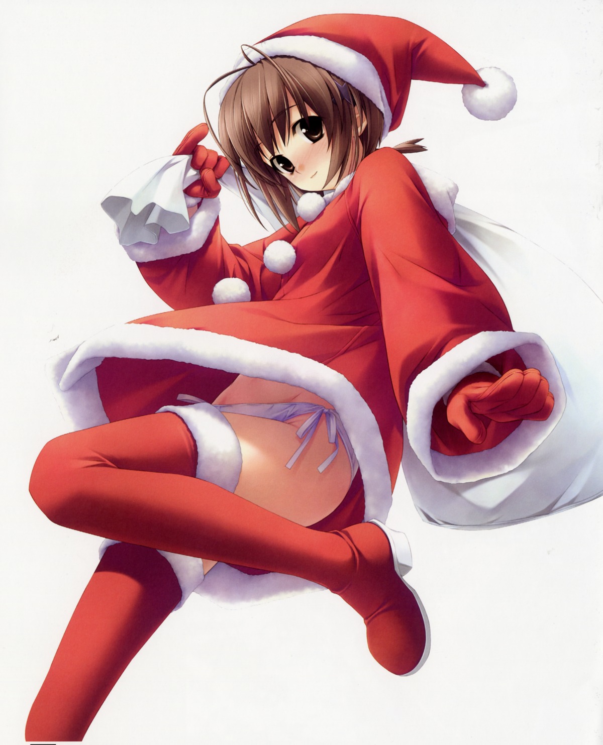 amatsume_akira christmas hashimoto_takashi pantsu sphere string_panties thighhighs yosuga_no_sora