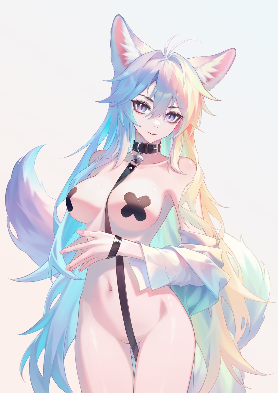animal_ears artist_revision kirby_d_a kitsune naked pasties tail