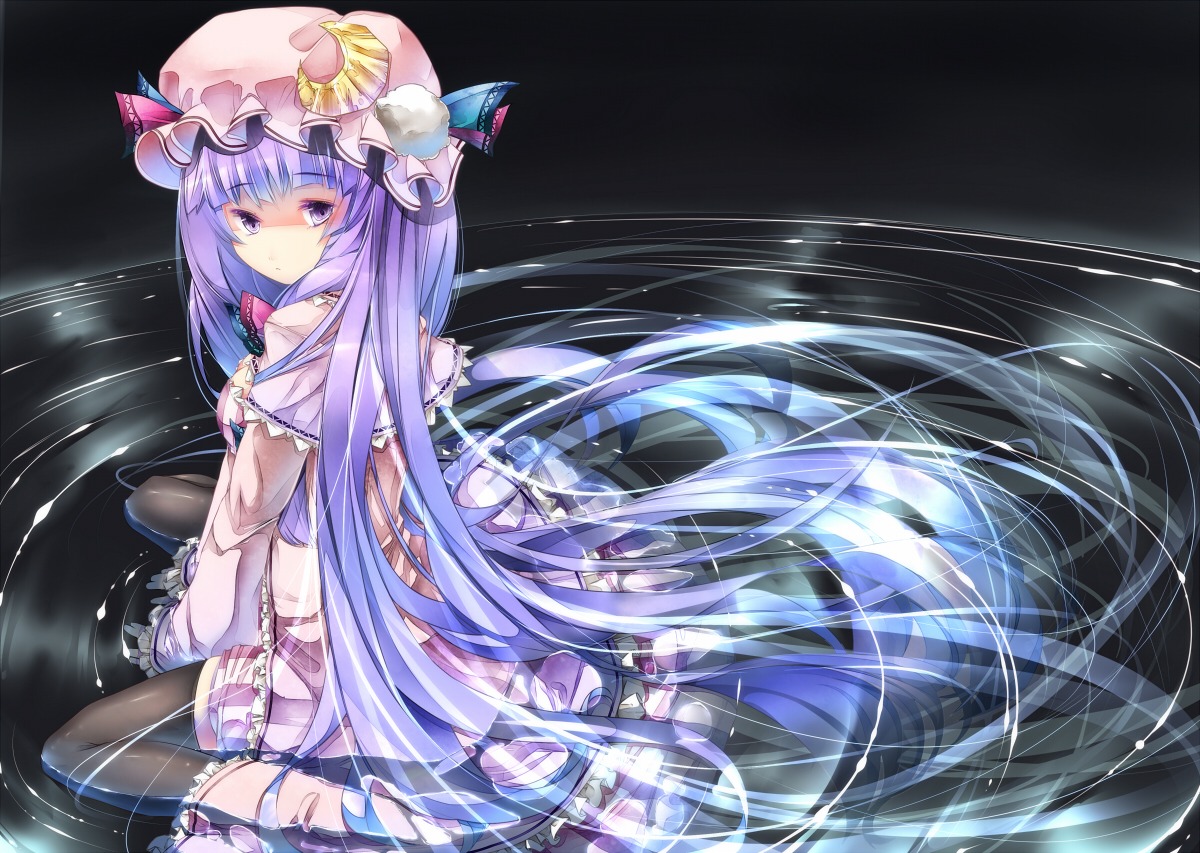 patchouli_knowledge sugiyuu thighhighs touhou wet