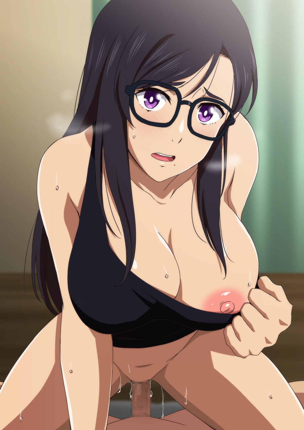 bottomless breasts censored hara_(harayutaka) megane minakata_hizuru nipples no_bra penis pussy pussy_juice sex summertime_render undressing