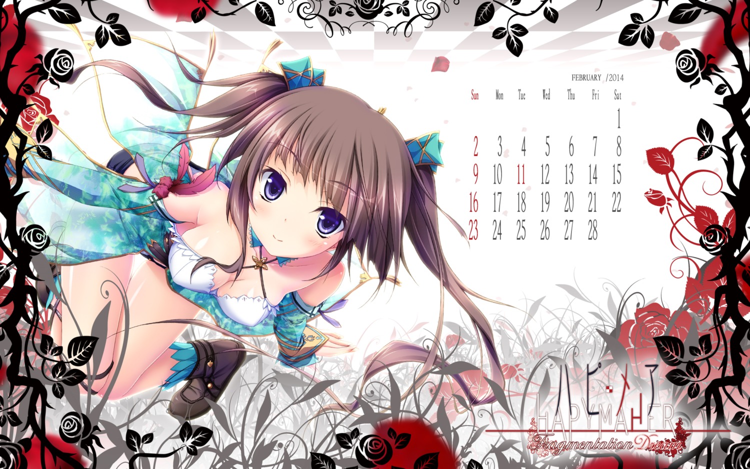 calendar cleavage hapymaher hirasaka_keiko purple_software tsukimori_hiro