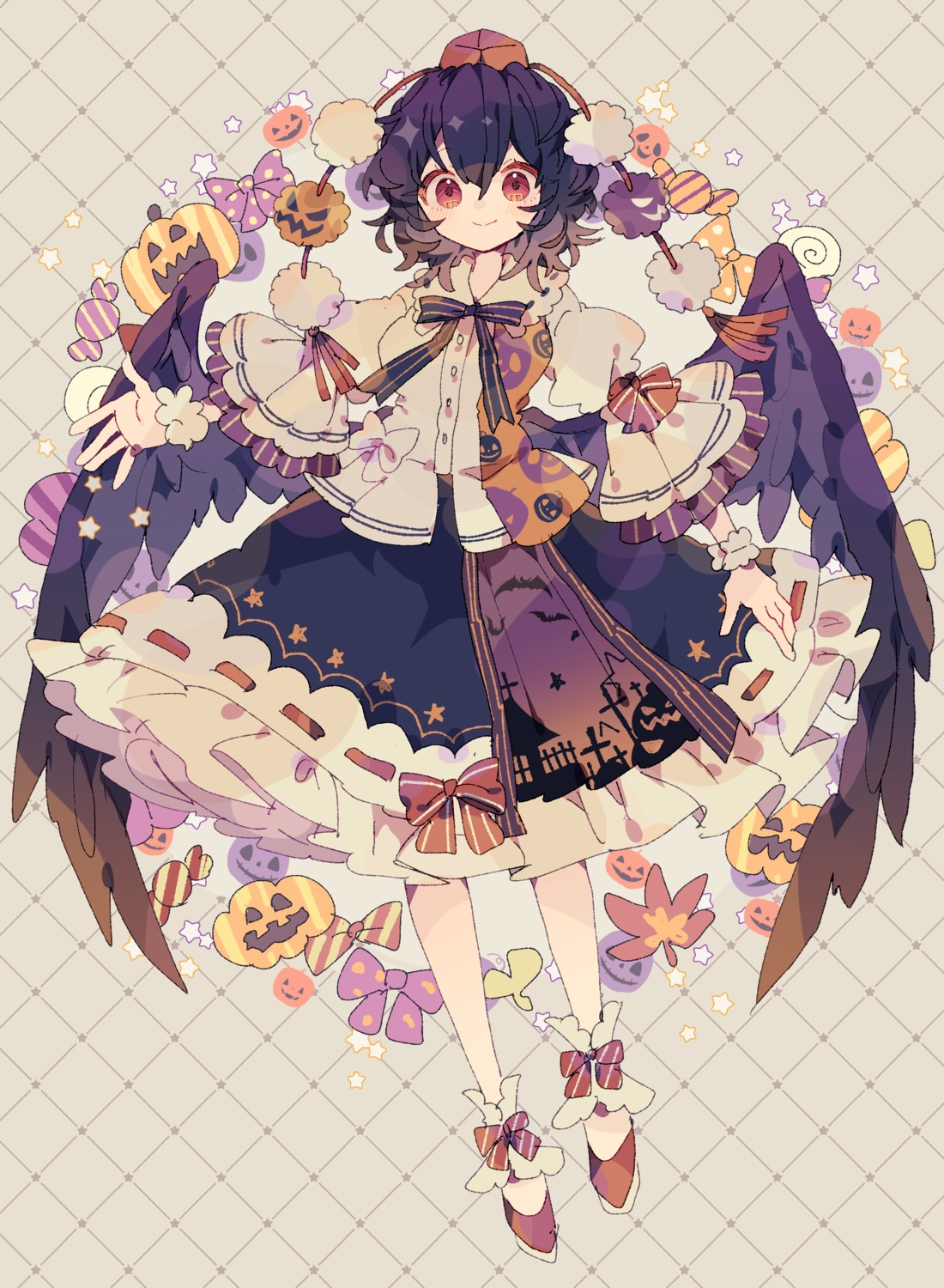 halloween nikorashika shameimaru_aya touhou wings