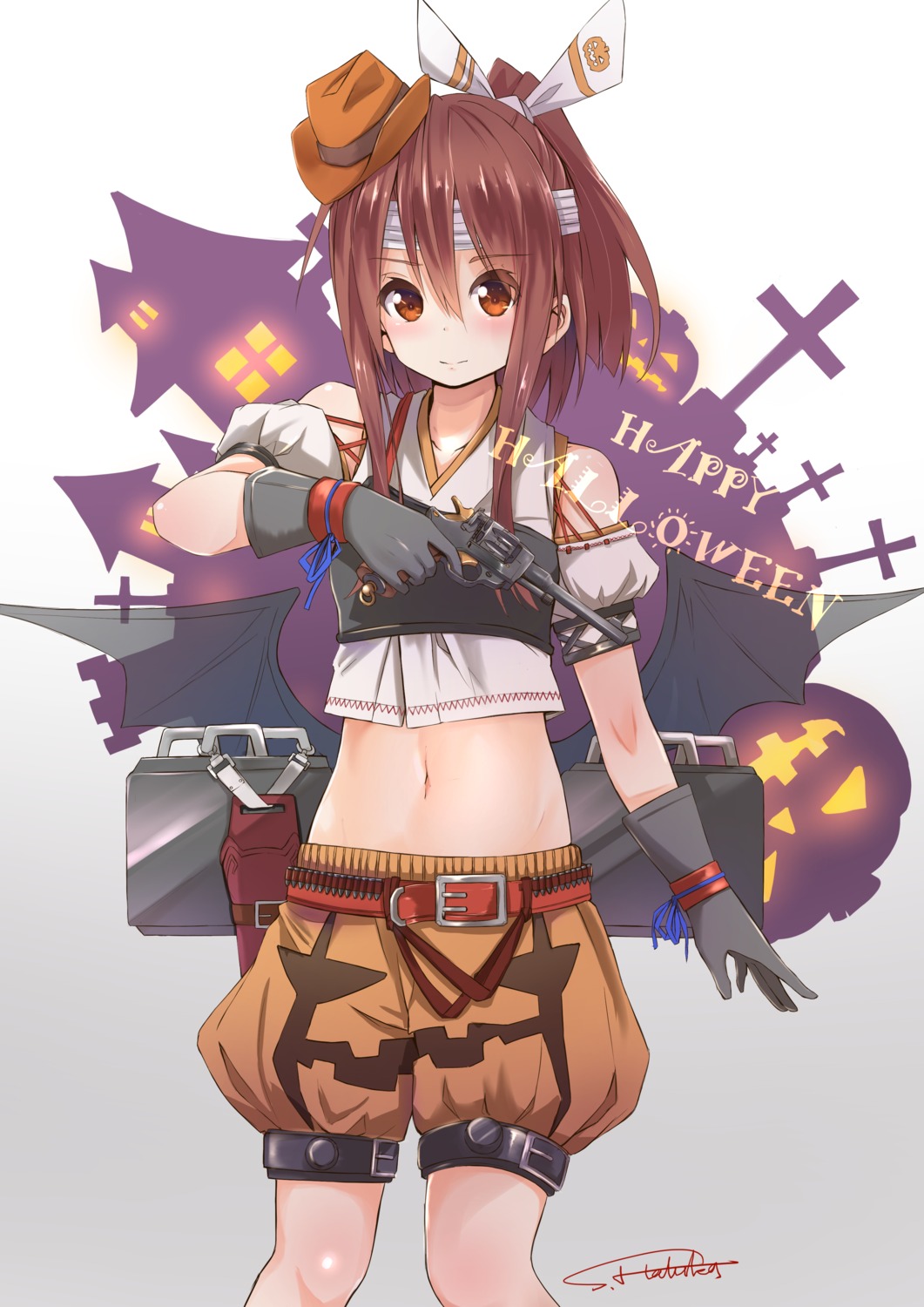 gun halloween kantai_collection shuutou_haruka wings zuihou_(kancolle)