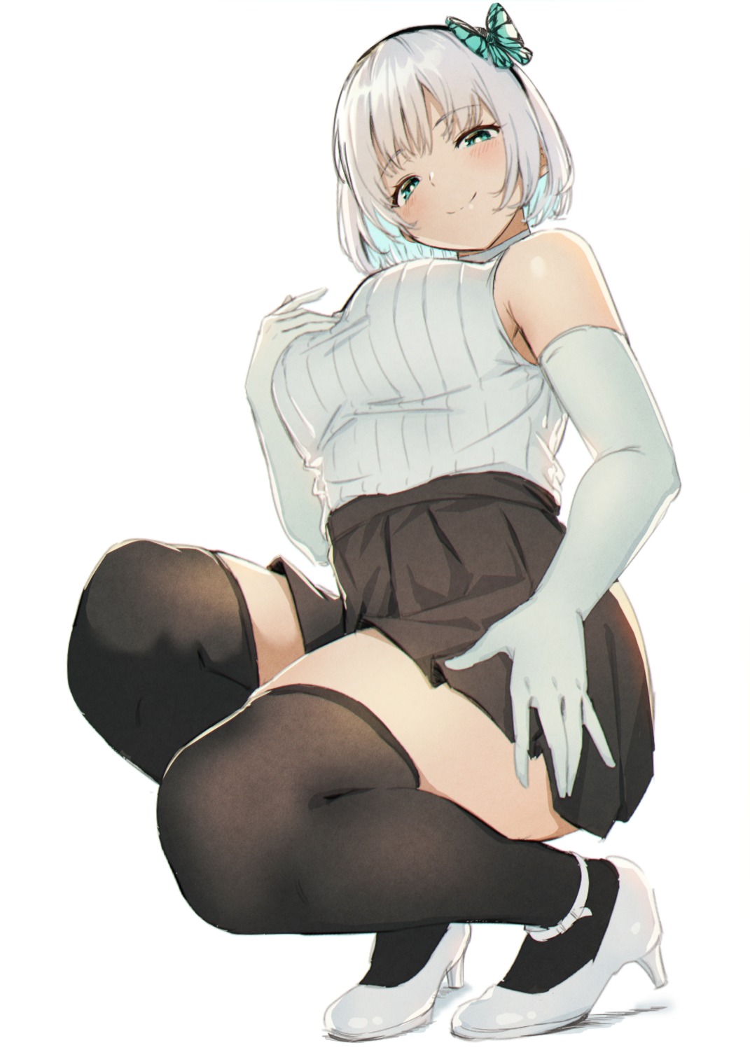 baasaku_(balasaku24) heels skirt_lift thighhighs