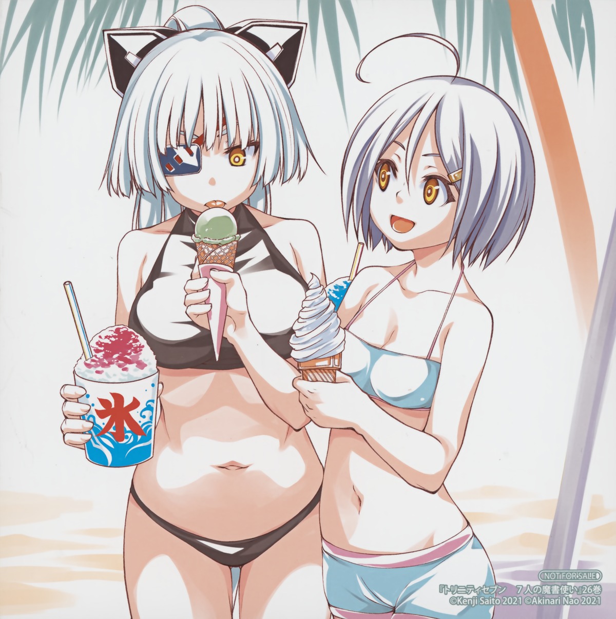 animal_ears bikini eyepatch kasuga_hijiri lugh_(trinity_seven) swimsuits tagme trinity_seven