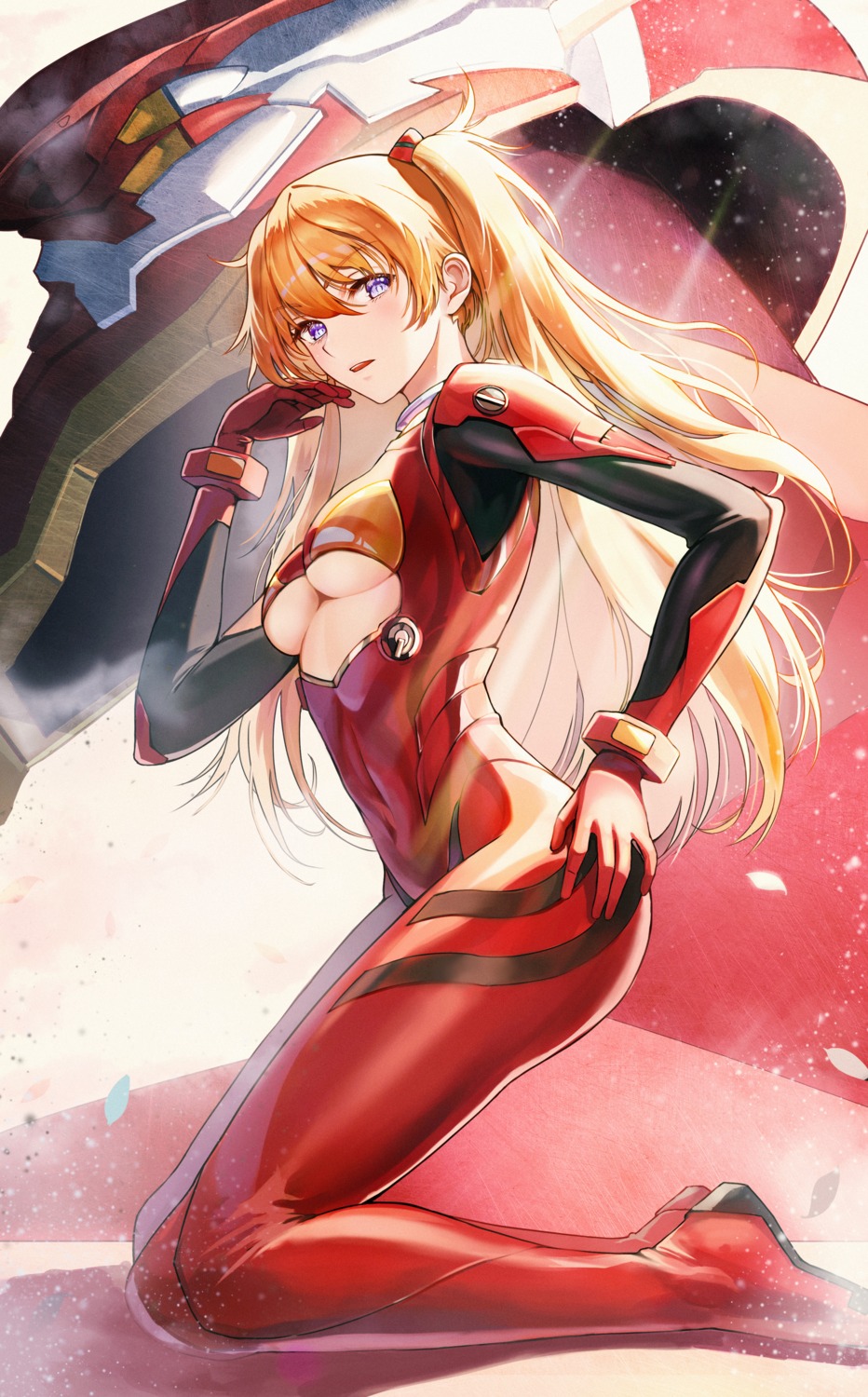 bodysuit eva_02 lu_(ssuel) mecha neon_genesis_evangelion no_bra souryuu_asuka_langley underboob