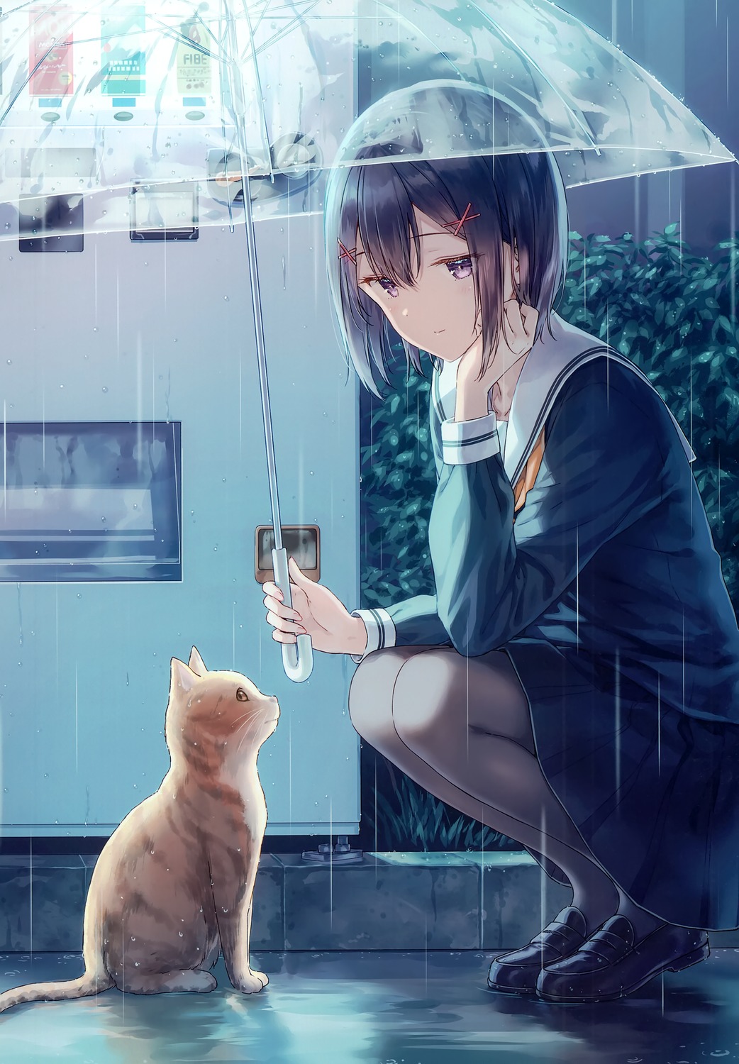 hiten hitenkei neko pantyhose seifuku skirt_lift umbrella