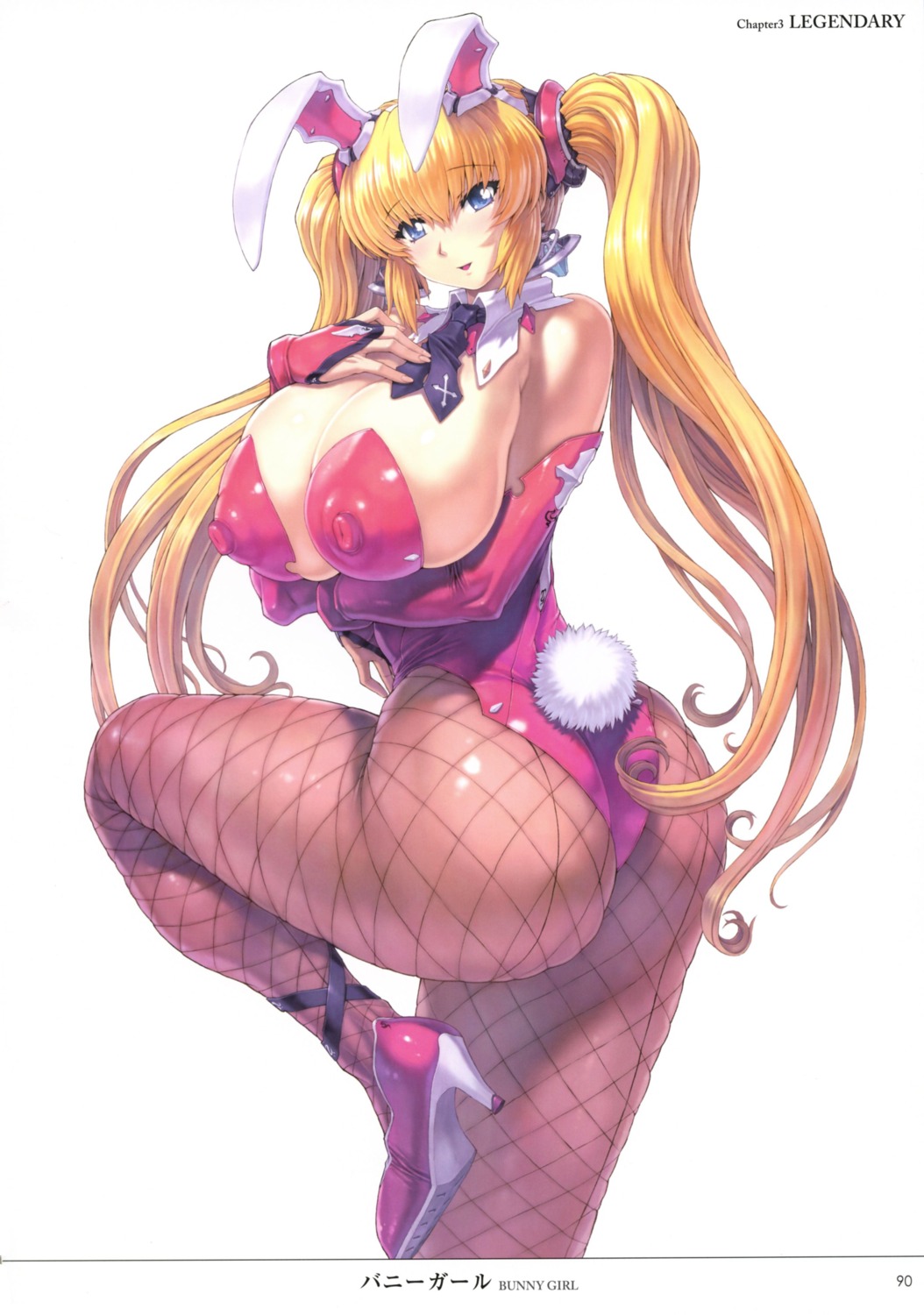 animal_ears ass bunny_ears bunny_girl cleavage erect_nipples fishnets heels mogudan pantyhose tail