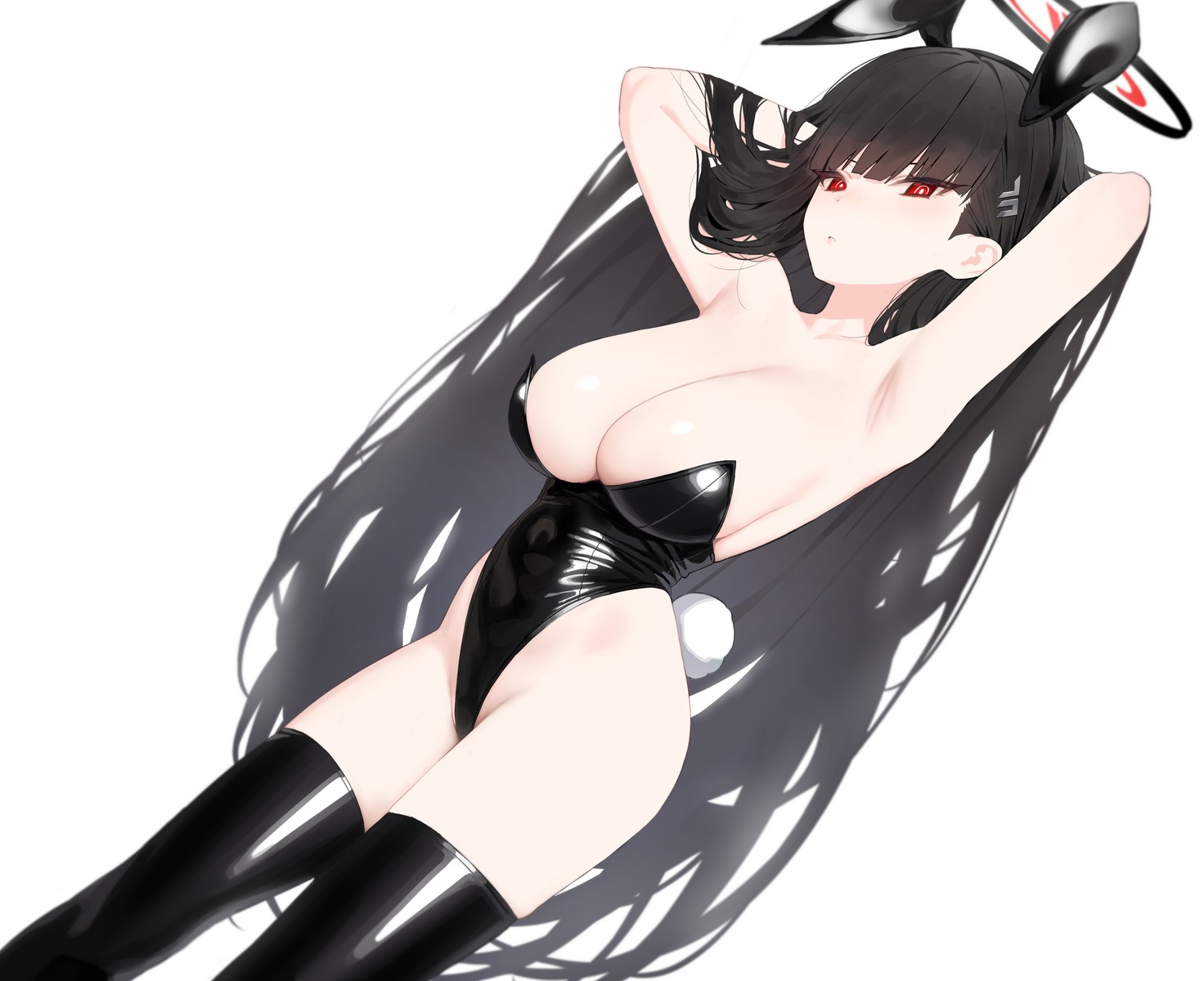 animal_ears blue_archive bunny_ears bunny_girl halo mochirong no_bra tail thighhighs tsukatsuki_rio