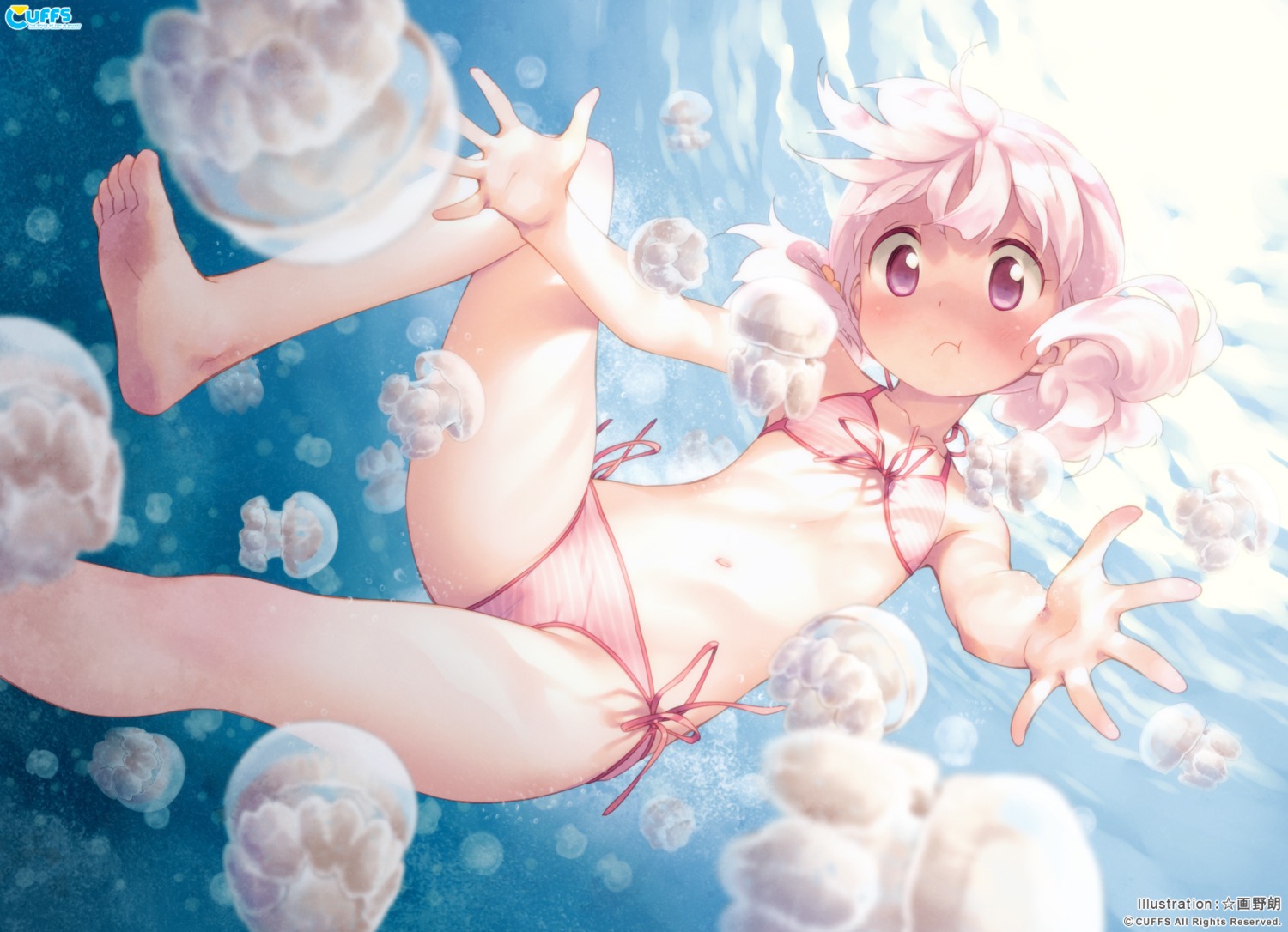 bikini cuffs feet gayarou kiriyama_sakura sakura_musubi swimsuits