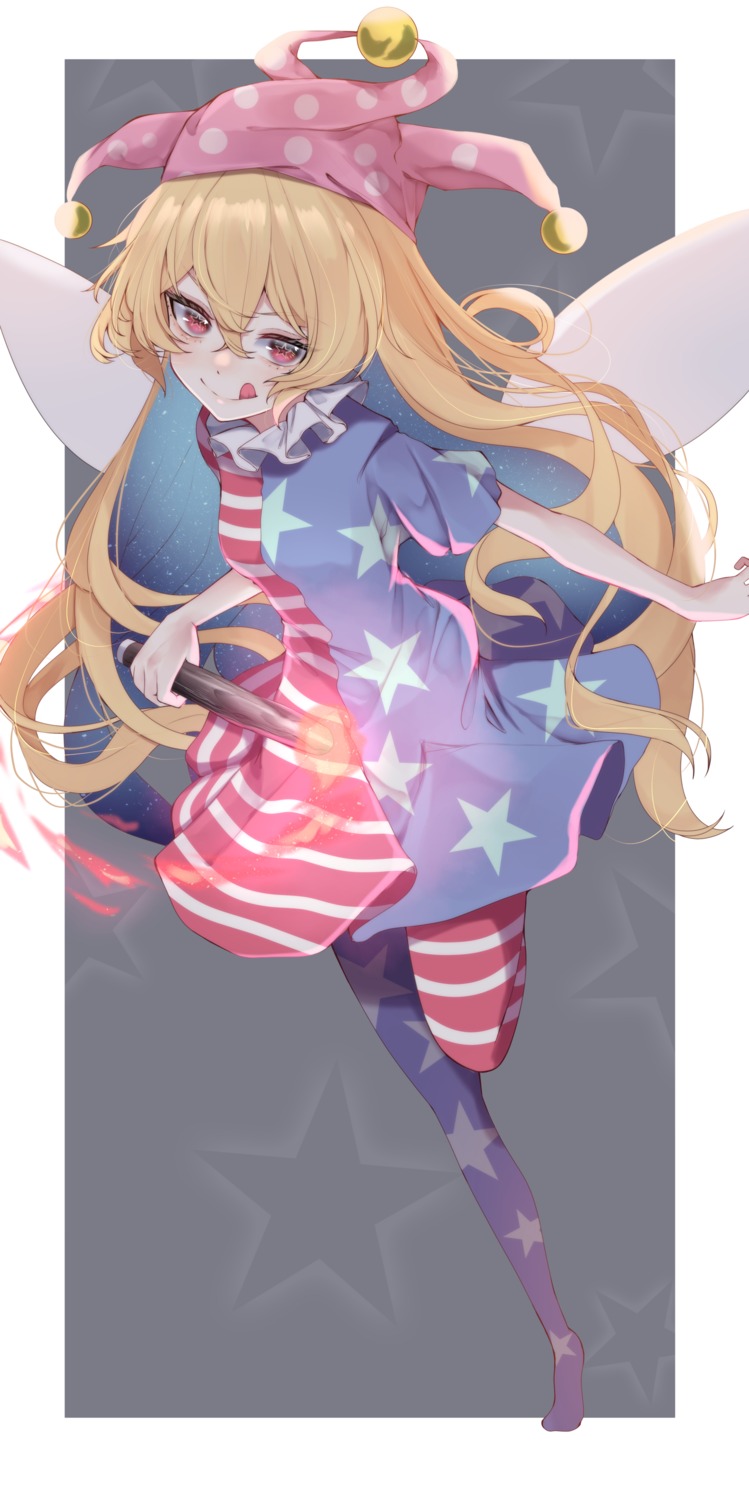 clownpiece dress pantyhose touhou tsune_(tune) wings