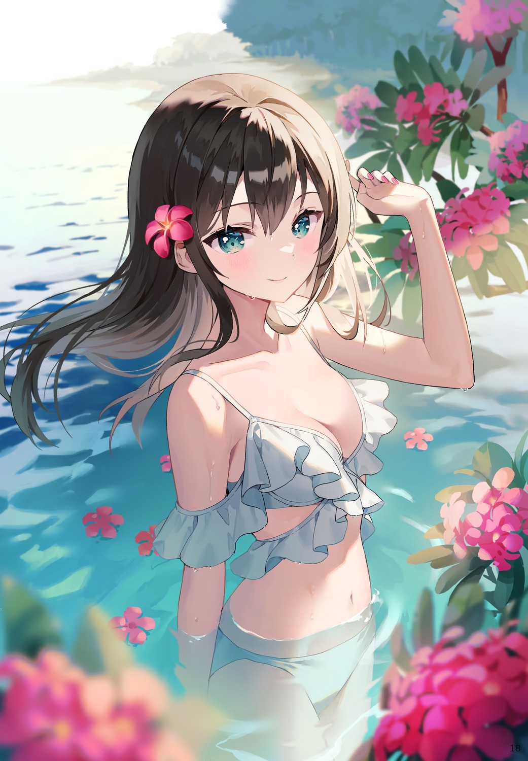 ancotaku bikini sentiment_color swimsuits wet