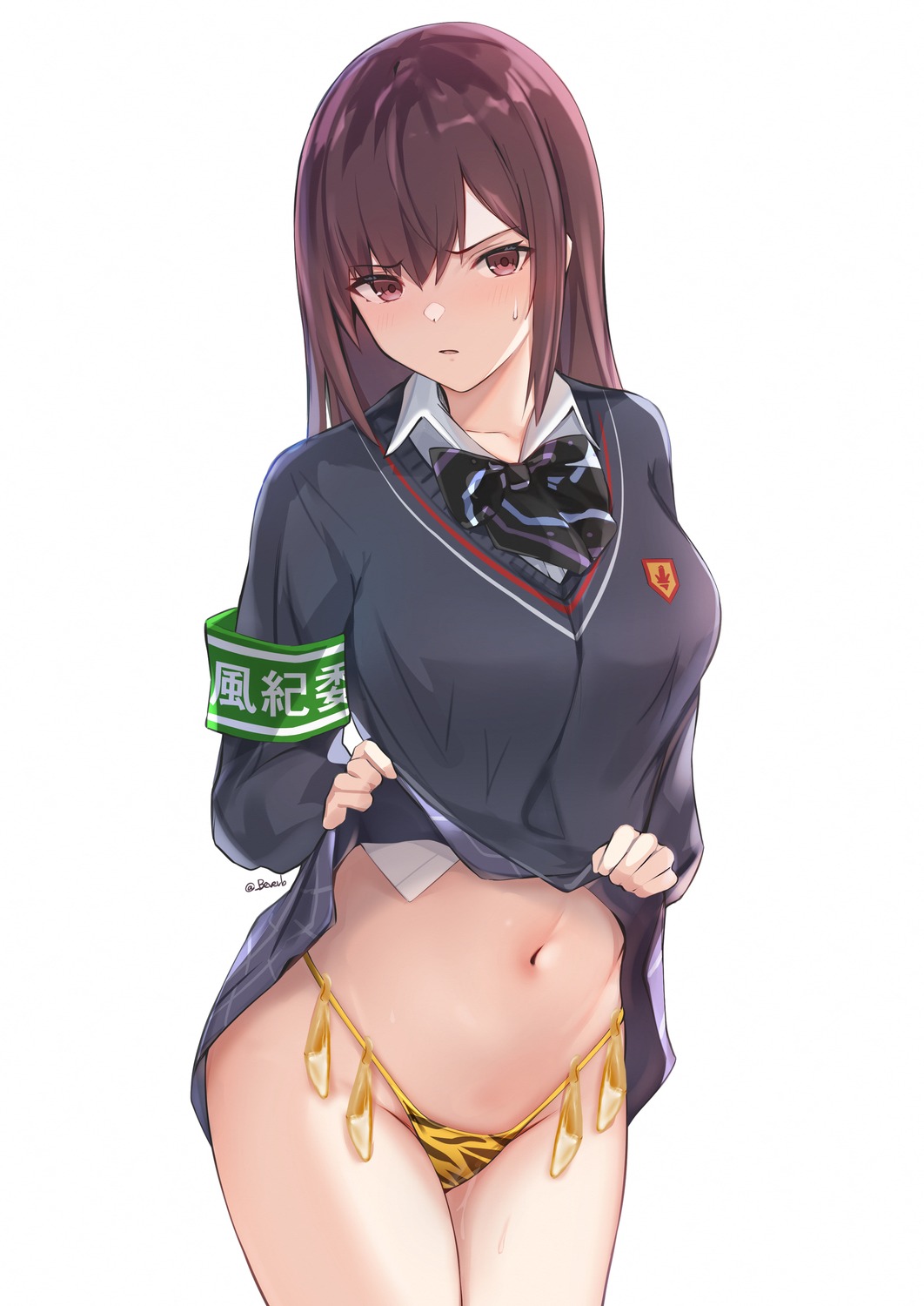 bee_doushi cum pantsu pussy_juice seifuku skirt_lift sweater