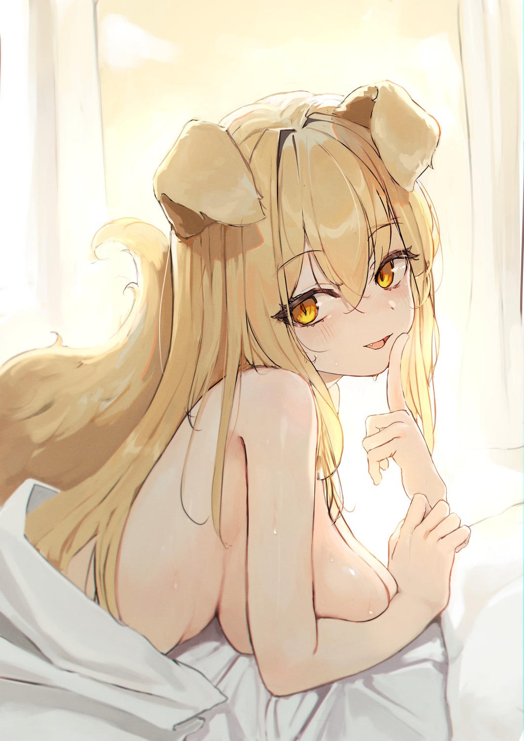 animal_ears auuufox inumimi sheets tail topless