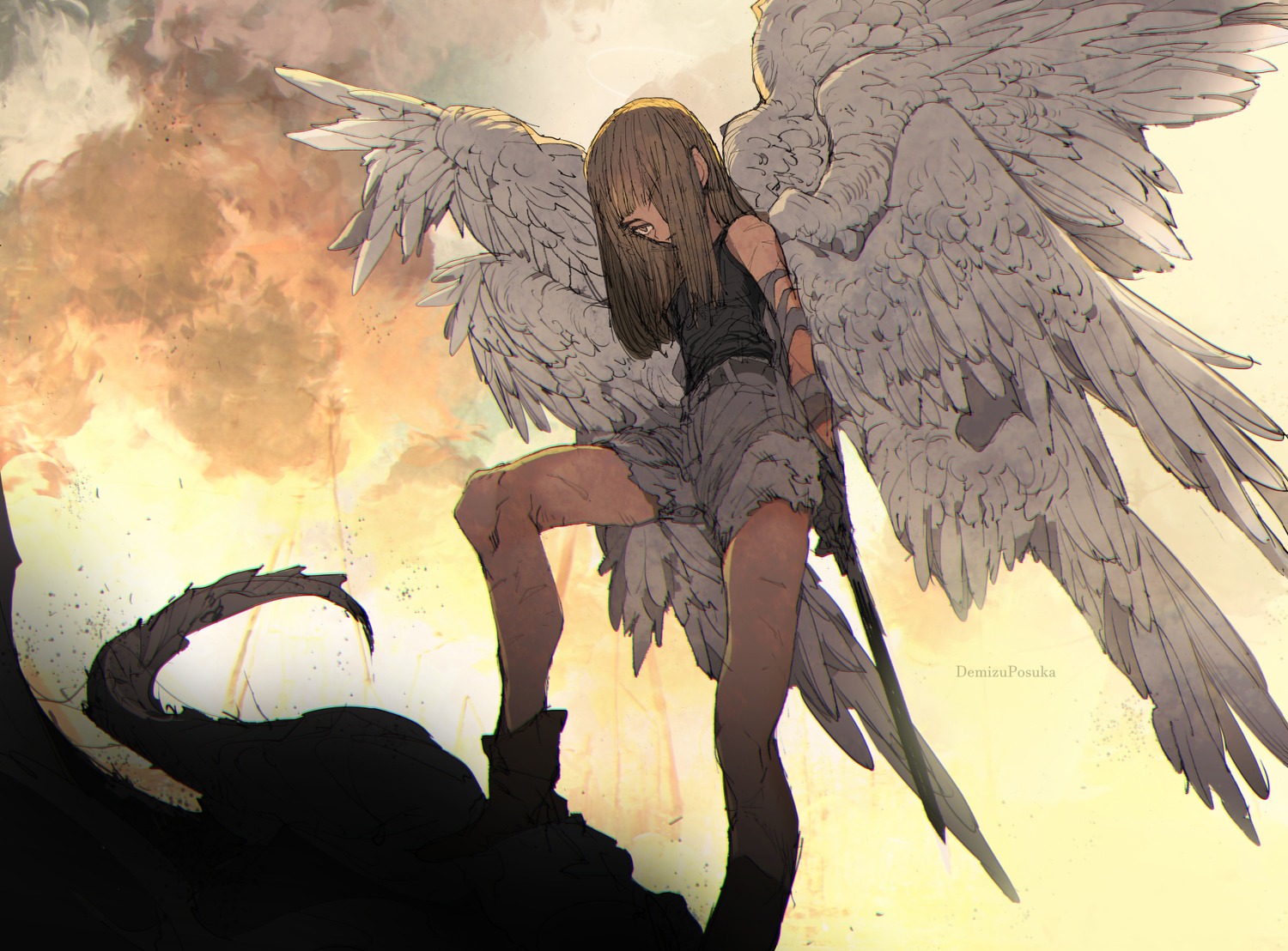 bandages demizu_posuka sword wings