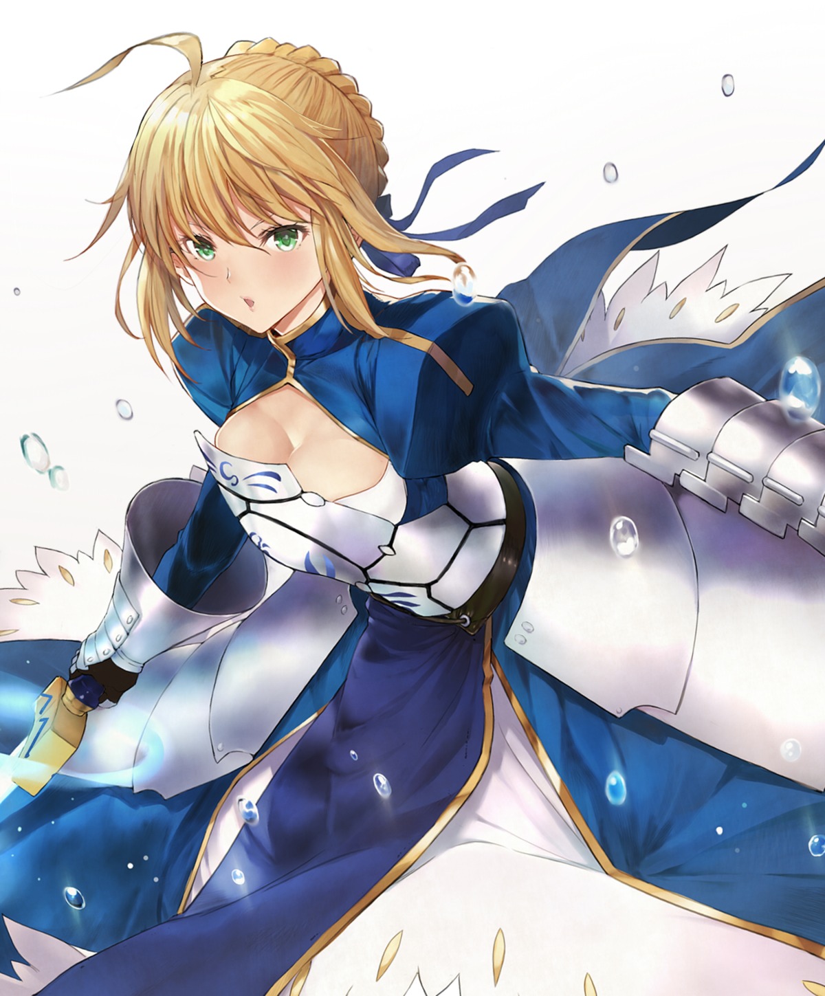 armor cleavage dress fate/stay_night saber sword tokopi