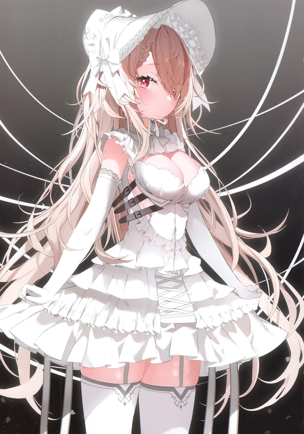 dress kamioka_chiroru lolita_fashion no_bra stockings thighhighs