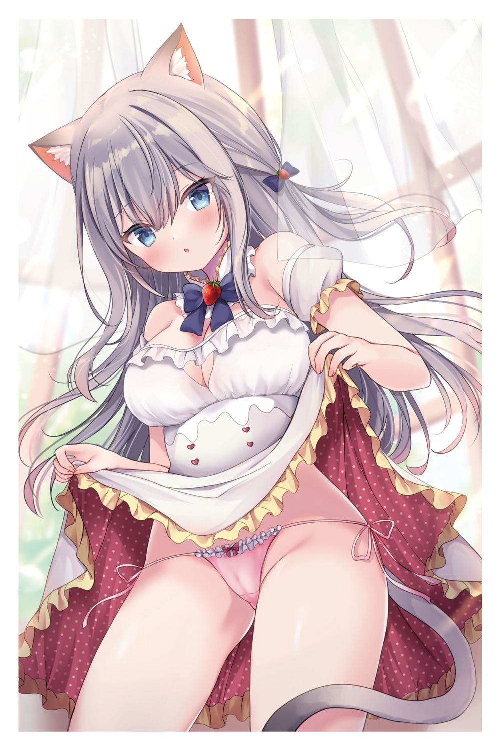 animal_ears cameltoe cleavage maid nekomimi pantsu skirt_lift string_panties tail yuimisu