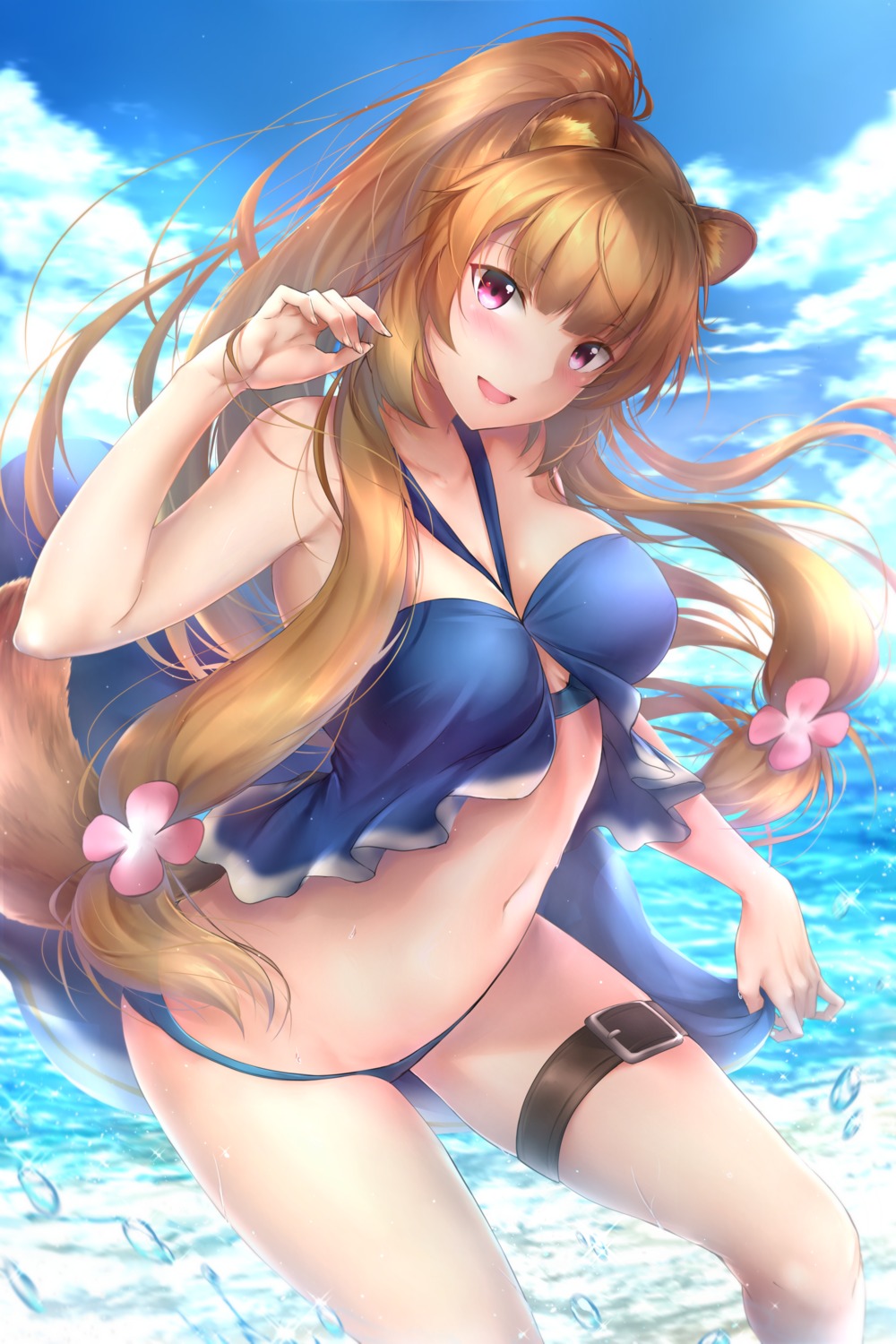 animal_ears bikini cleavage garter raphtalia rei_kun swimsuits tail tate_no_yuusha_no_nariagari