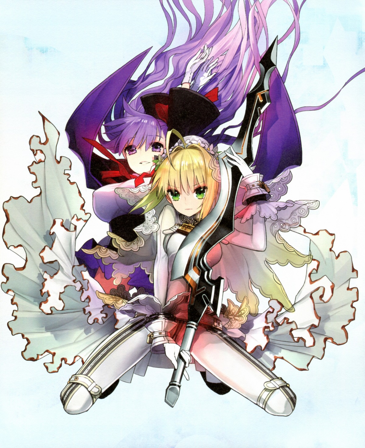 bb_(fate/extra_ccc) fate/extra fate/extra_ccc fate/stay_night paper_texture saber_bride saber_extra sword type-moon wada_rco