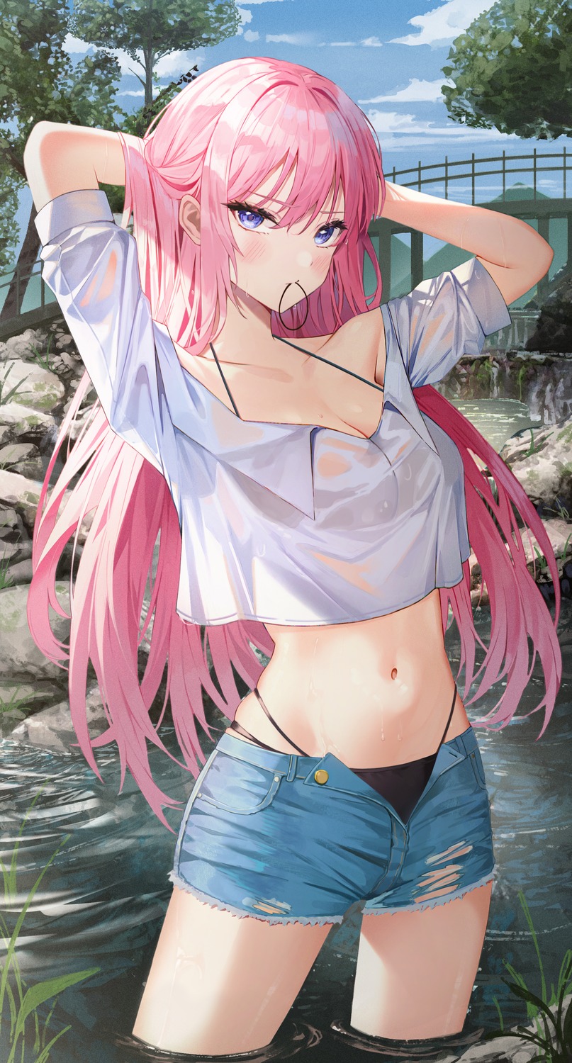 bra k.j. kawaii_dake_ja_nai_shikimori-san pantsu see_through shikimori_miyako torn_clothes wet wet_clothes