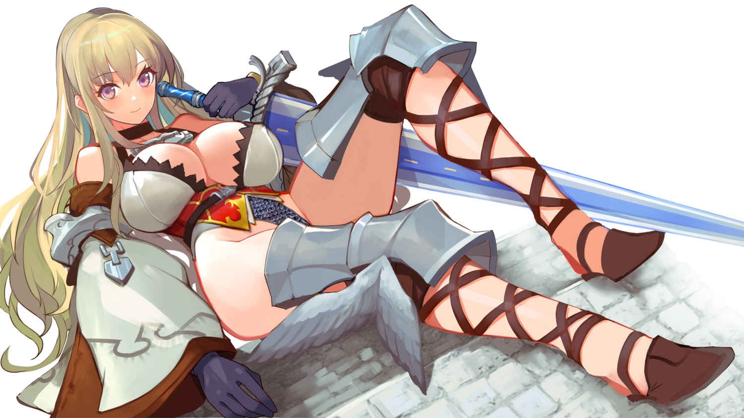 armor erect_nipples leotard no_bra pupps sword wallpaper