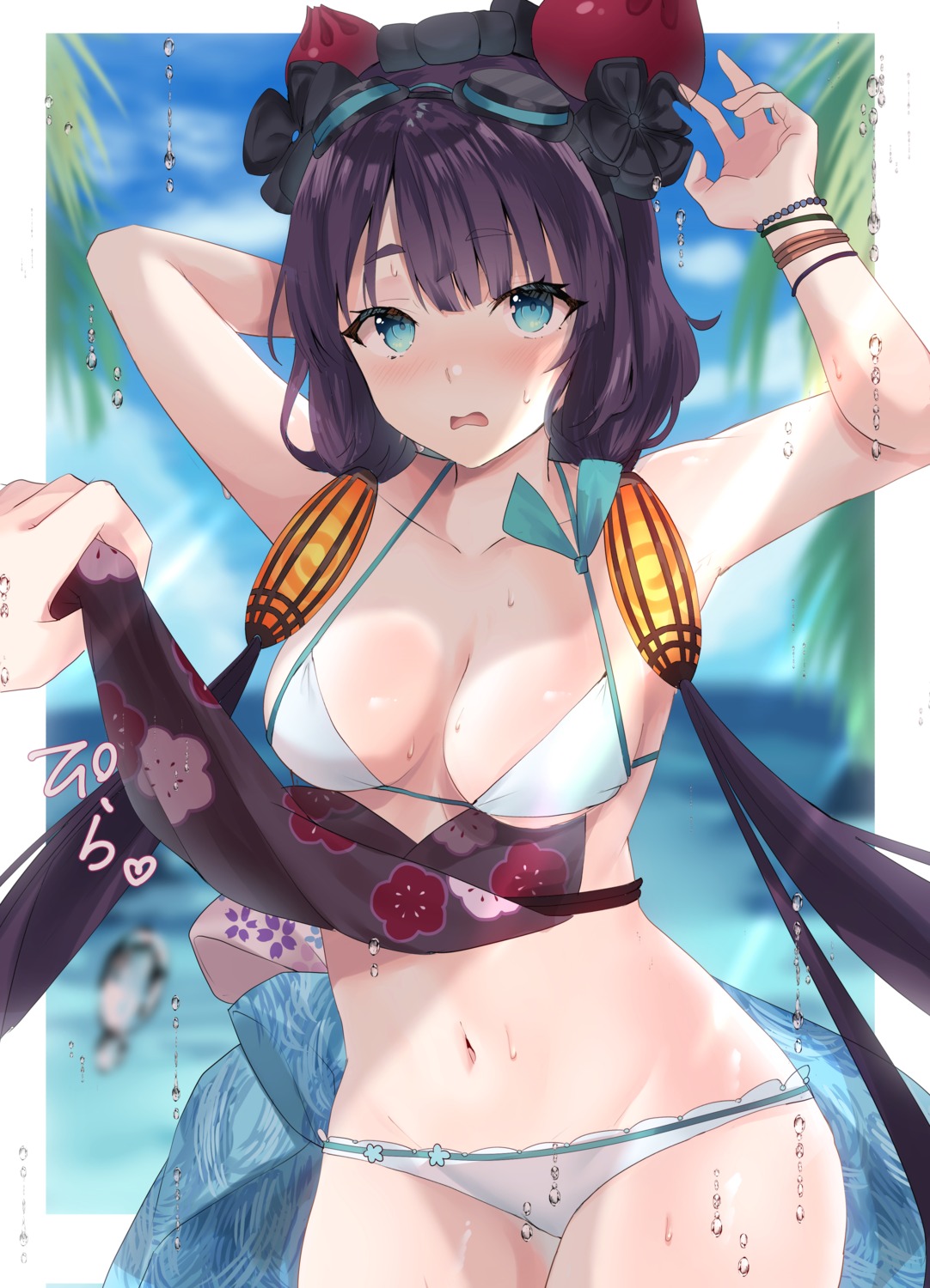 bikini fate/grand_order fou_(ssqseeker) katsushika_hokusai_(fate) swimsuits wet